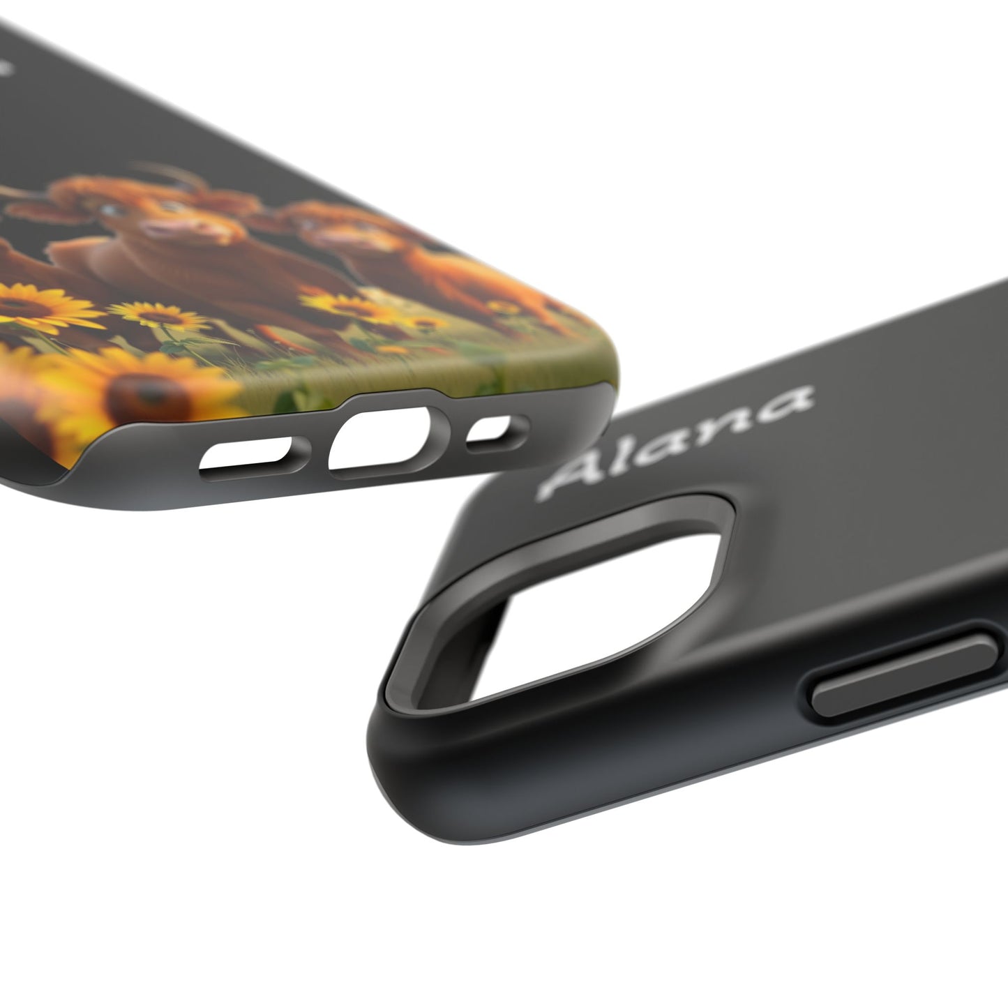 Personalized Highland Cow Phone Case - Custom Name Farm Animal Gift | Cute Black iPhone Cases for Women & Girls