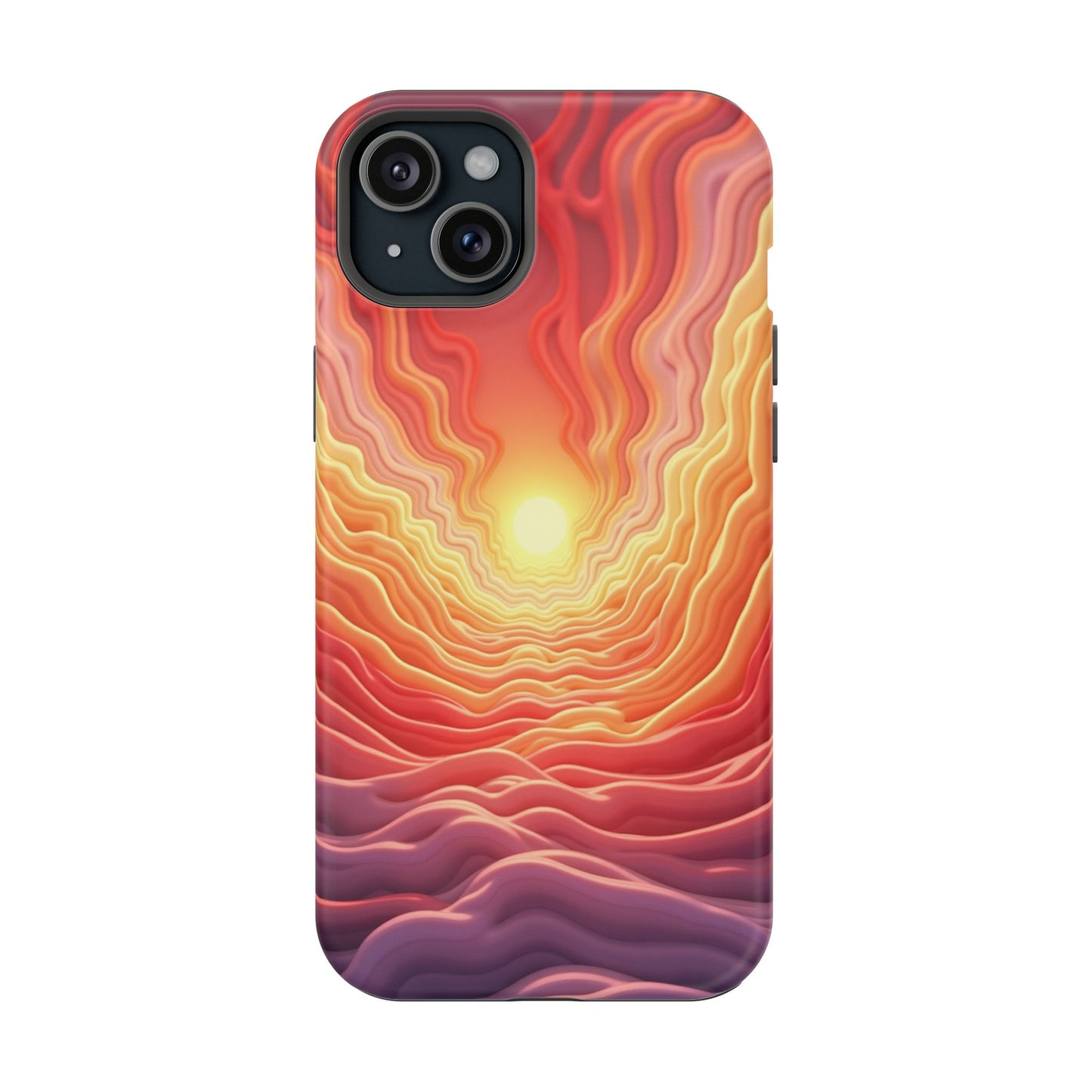 Golden Glow iPhone Case - Sunset Landscape Design, Aesthetic Gift Idea