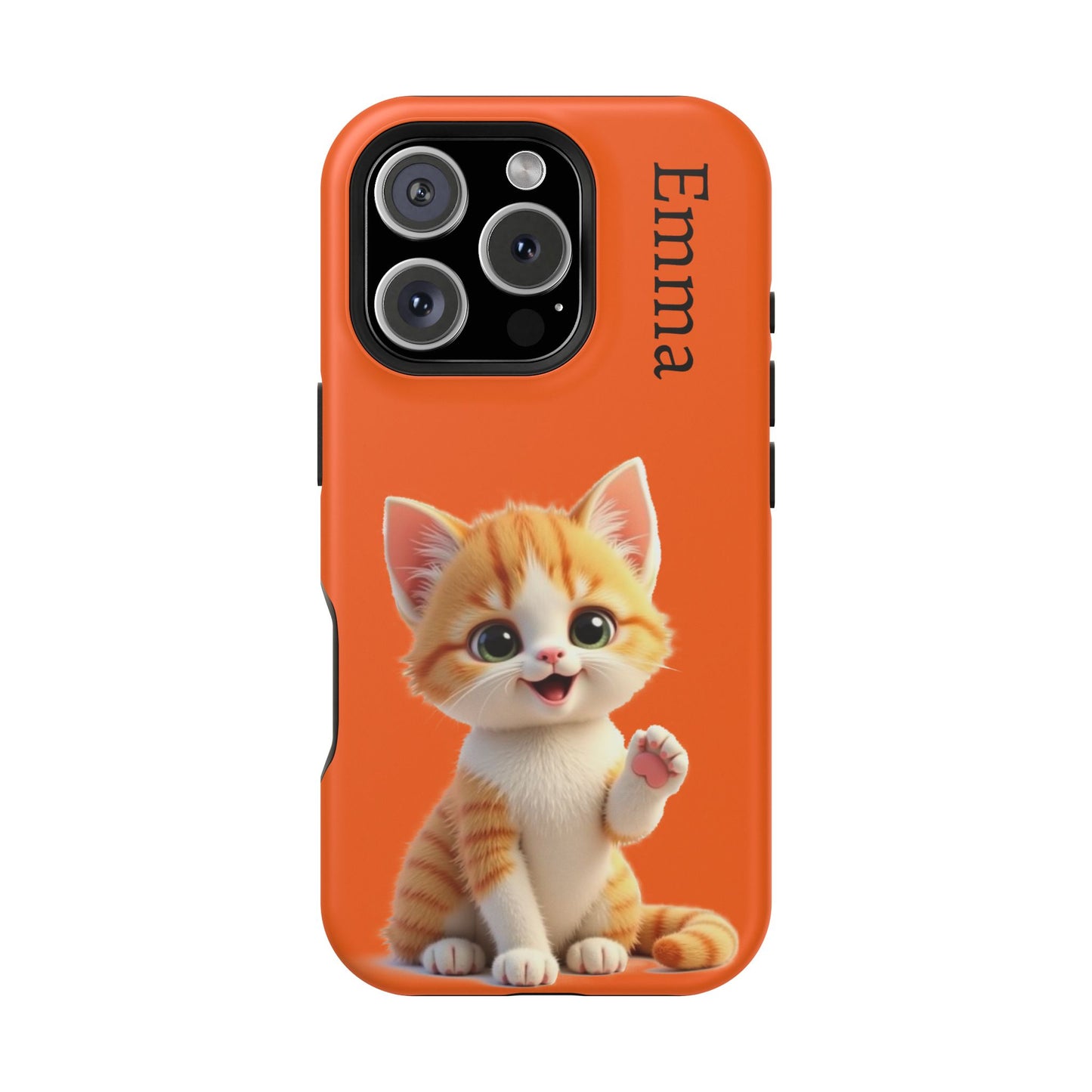 Personalized Orange Tabby Cat Phone Case - Custom Name Gift for Cat Lovers | Kawaii Kitten Cases for Girls & Women