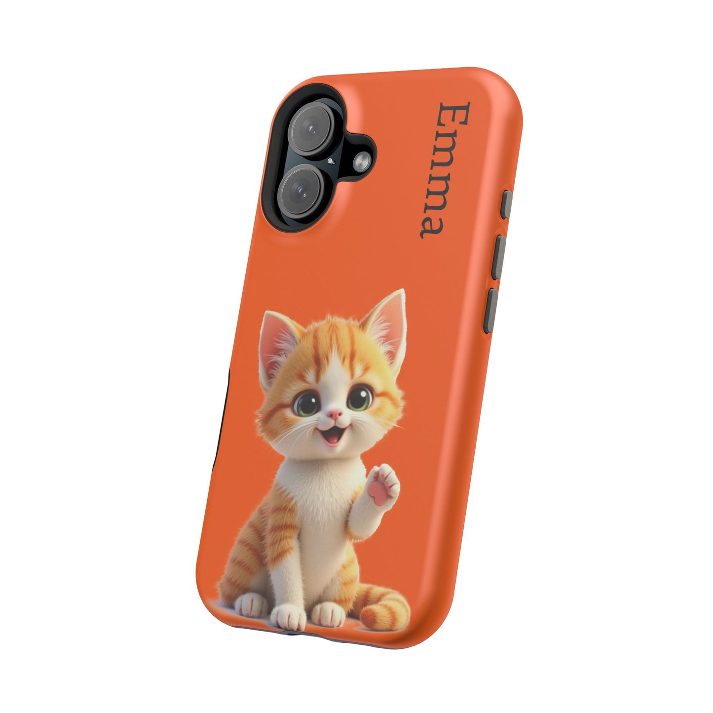 Personalized Orange Tabby Cat Phone Case - Custom Name Gift for Cat Lovers | Kawaii Kitten Cases for Girls & Women