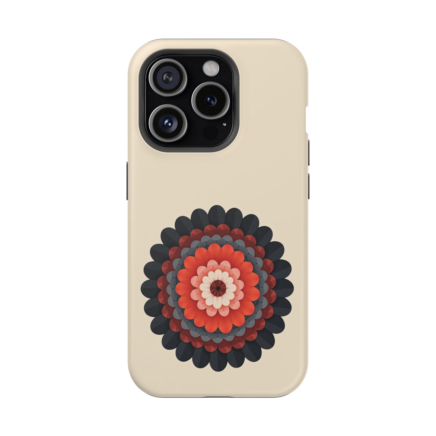 Red & Black Mandala iPhone Case - Bohemian Flower Design, Aesthetic Gift Idea