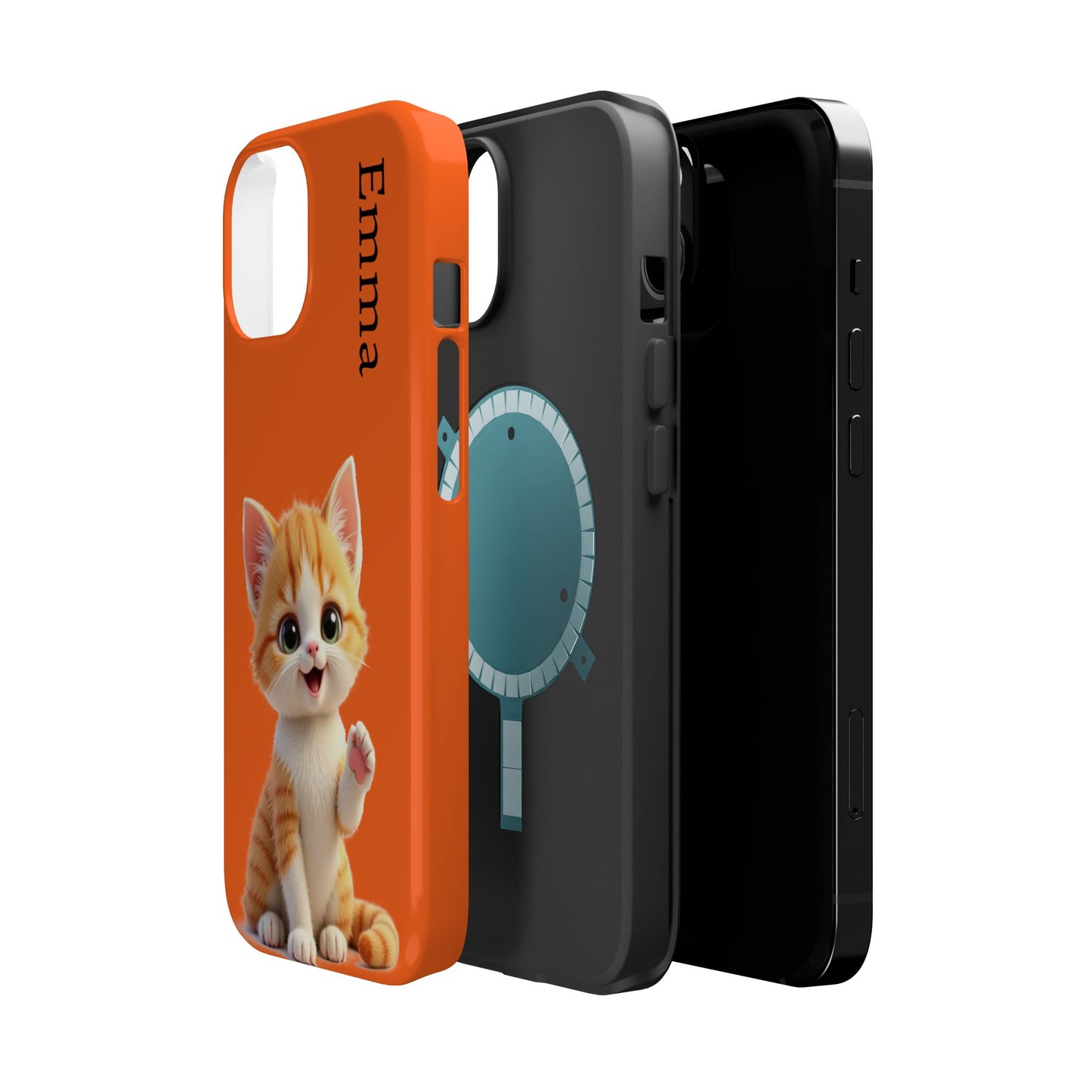 Personalized Orange Tabby Cat Phone Case - Custom Name Gift for Cat Lovers | Kawaii Kitten Cases for Girls & Women