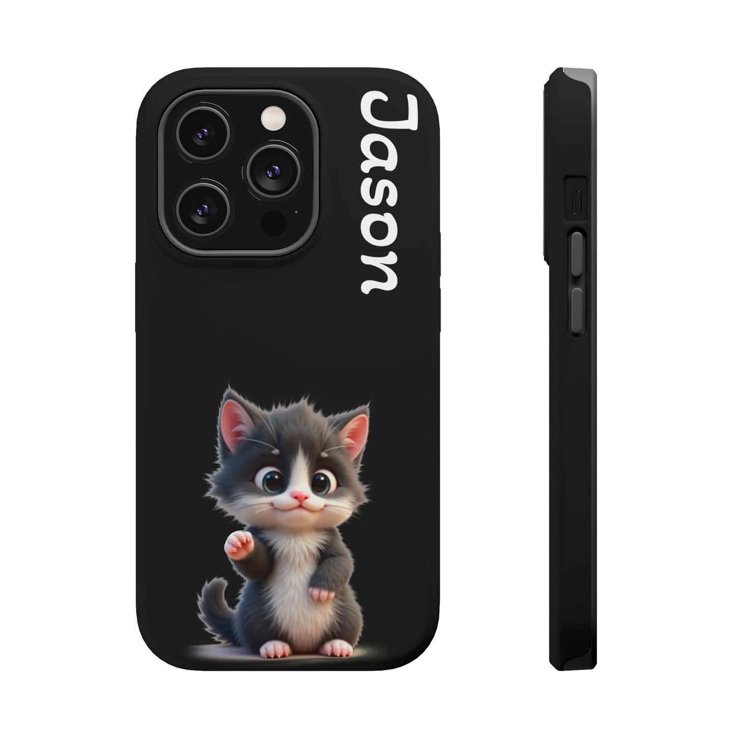 Personalized Kitten Phone Case - Custom Name Cat Lover Gift | Cute Black iPhone Cases for Women & Girls