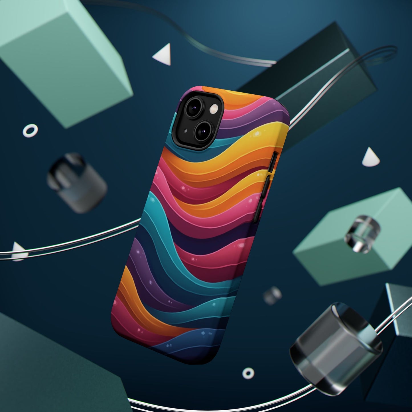 Colorful Wave Phone Case - Aesthetic iPhone Case, Bright Gift Idea, Trendy Summer Accessory