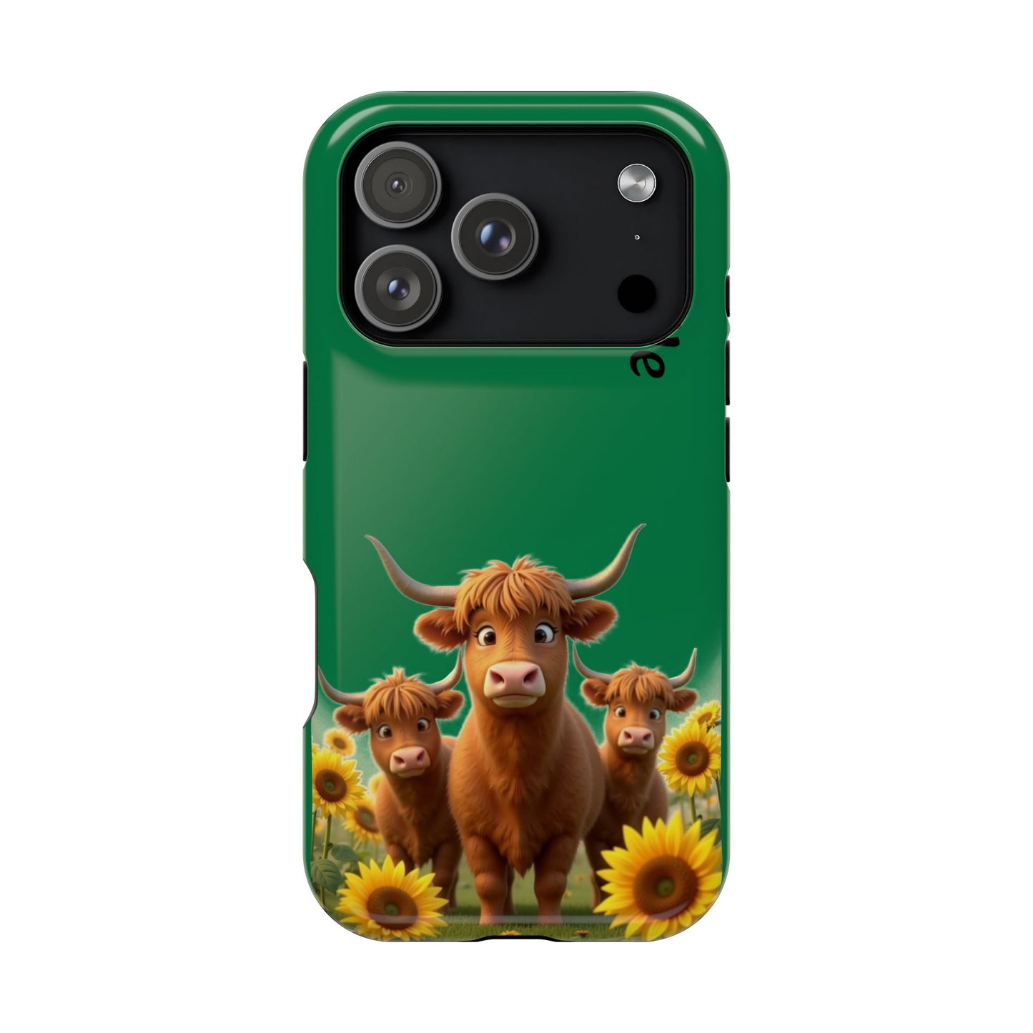 Personalized Highland Cow Phone Case - Custom Name Farm Animal Gift | Cute Green iPhone Cases for Women & Girls