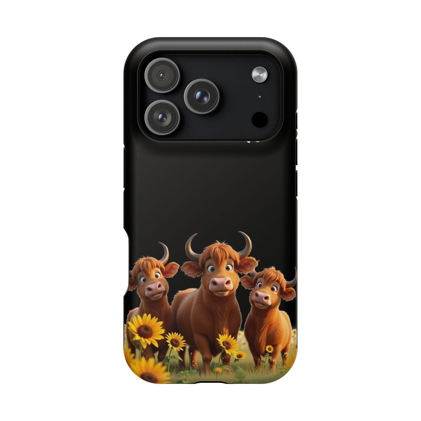 Personalized Highland Cow Phone Case - Custom Name Farm Animal Gift | Cute Black iPhone Cases for Women & Girls