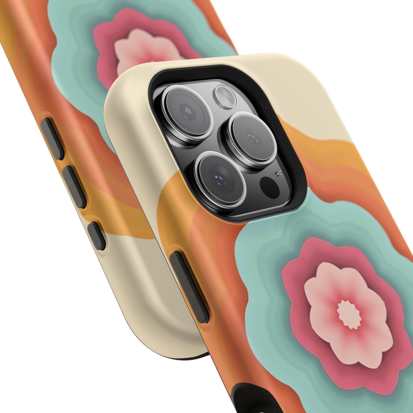 Retro Flower Phone Case - 70s Aesthetic iPhone Case, Vintage Gift Idea, Layered Floral Design