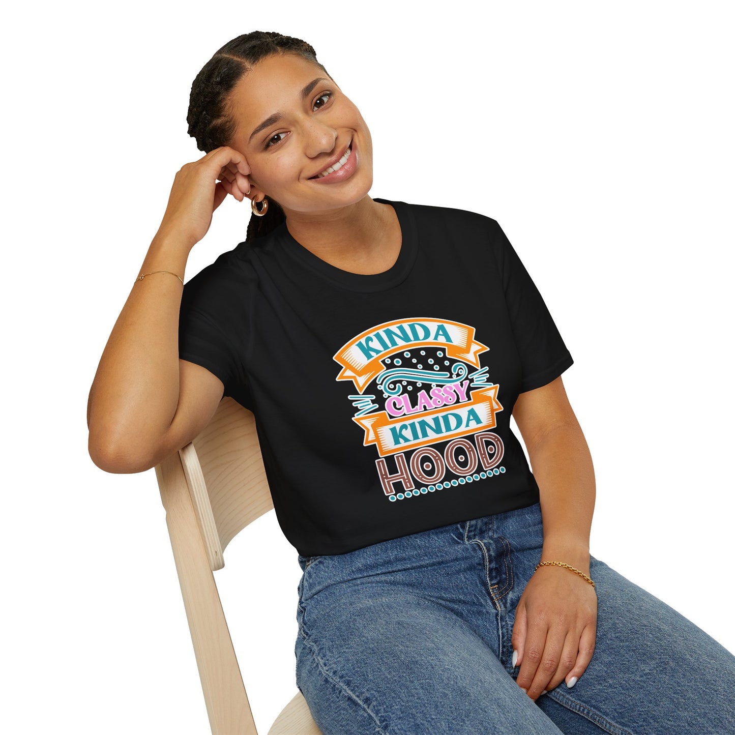 "Kinda Classy, Kinda Hood" Funny Dual-Vibe T-Shirt – Effortlessly Cool Graphic Tee for the Ironic Minimalist & Streetwise Sassy Soul