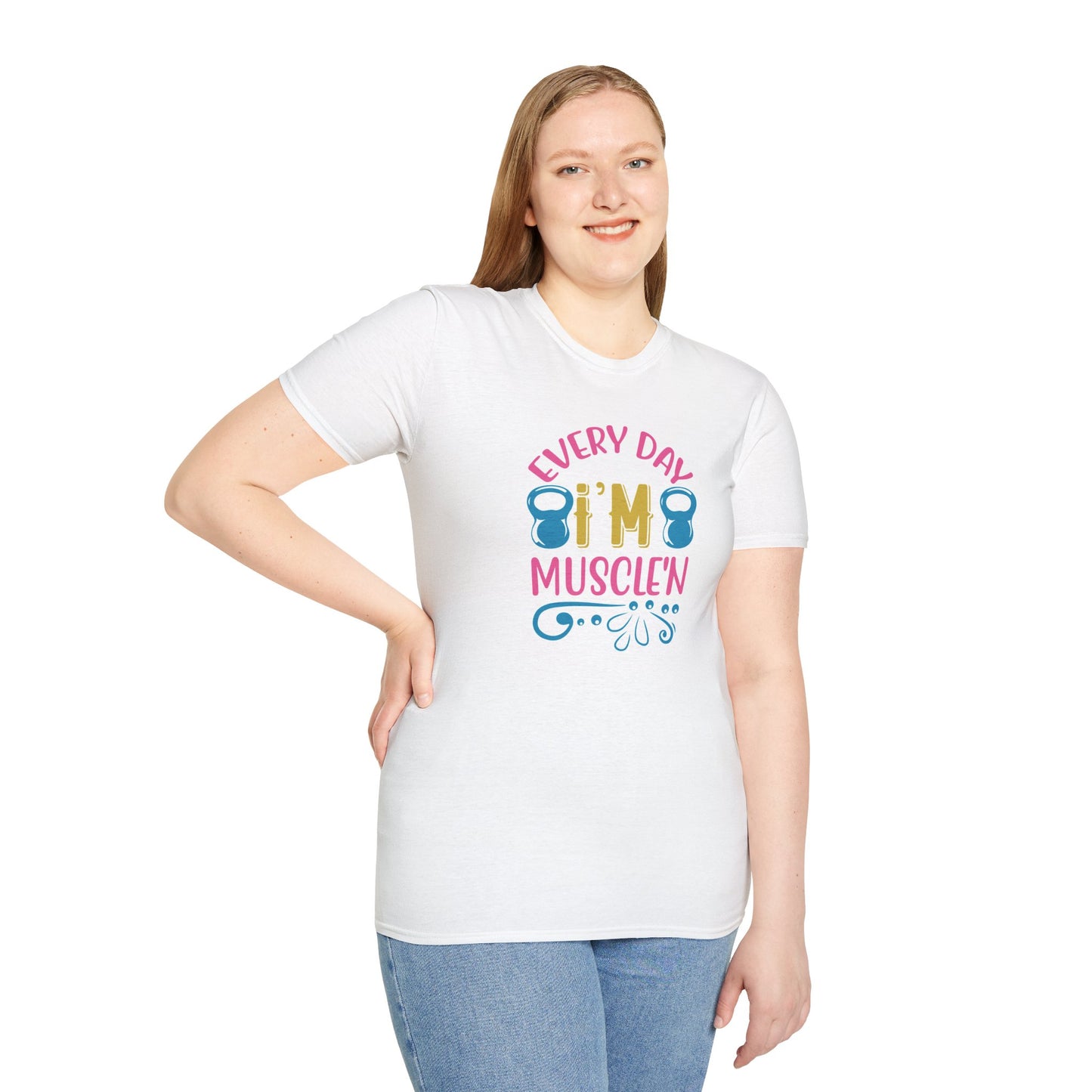 Funny Workout Shirt - “Every Day I’m Muscle’n” Gym Tee, Gift for Fitness Lovers, Motivational Exercise Clothing
