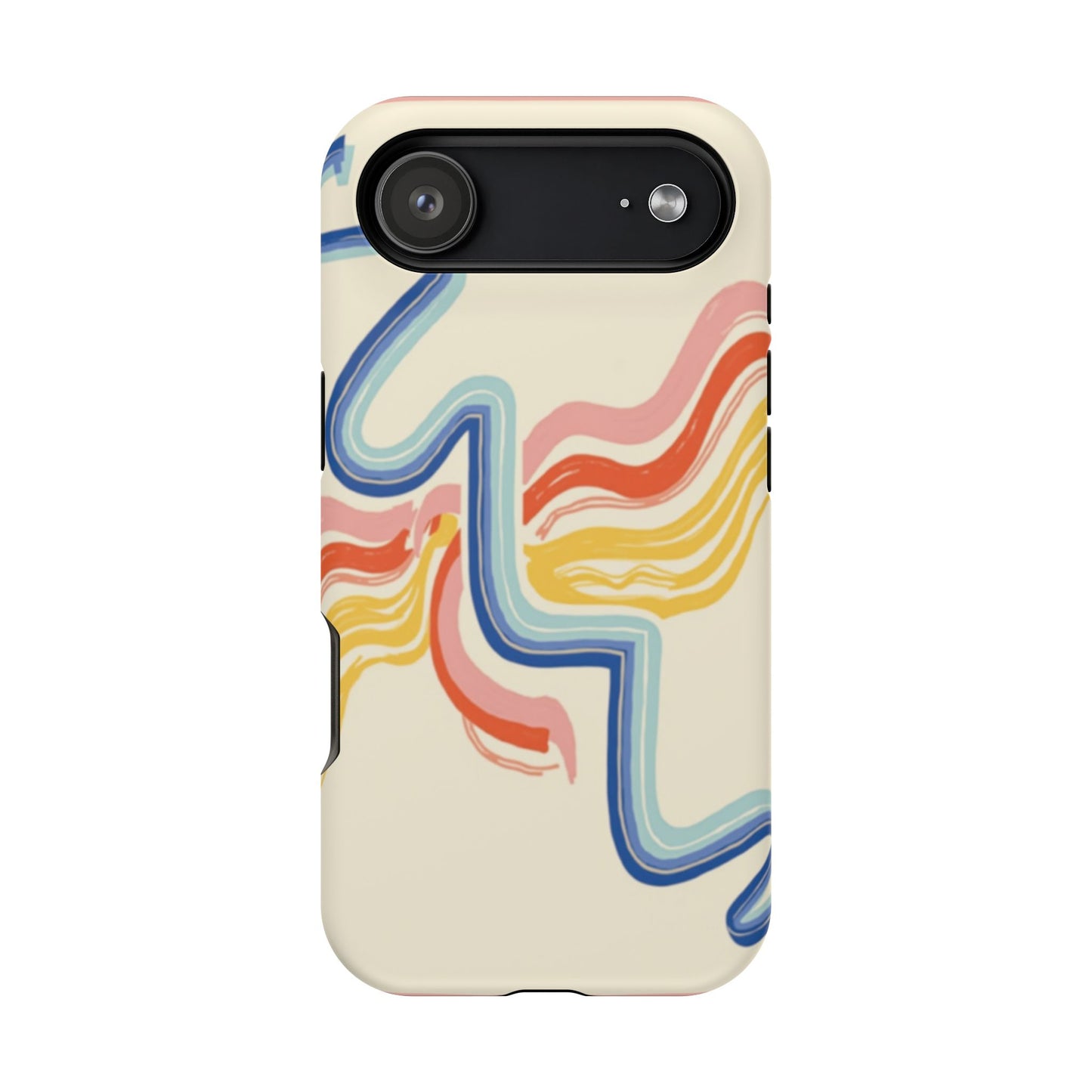 Retro Wave iPhone Case - Aesthetic Streamline Design, Trendy Gift Idea