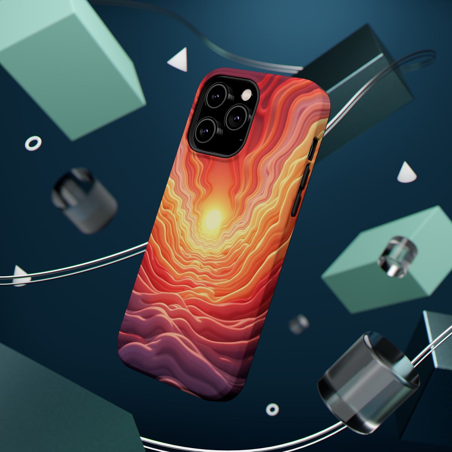 Golden Glow iPhone Case - Sunset Landscape Design, Aesthetic Gift Idea