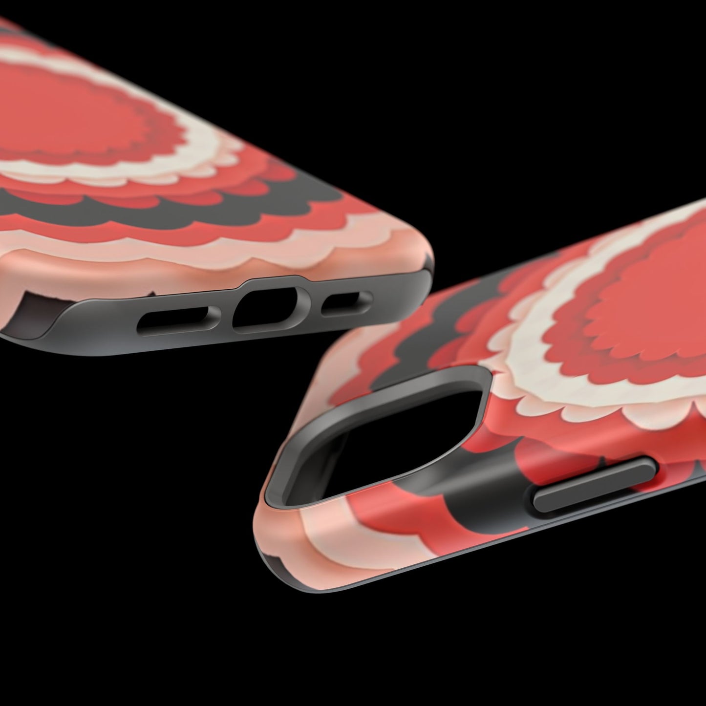 Red Floral iPhone Case - Bold Scalloped Design, Aesthetic Gift Idea