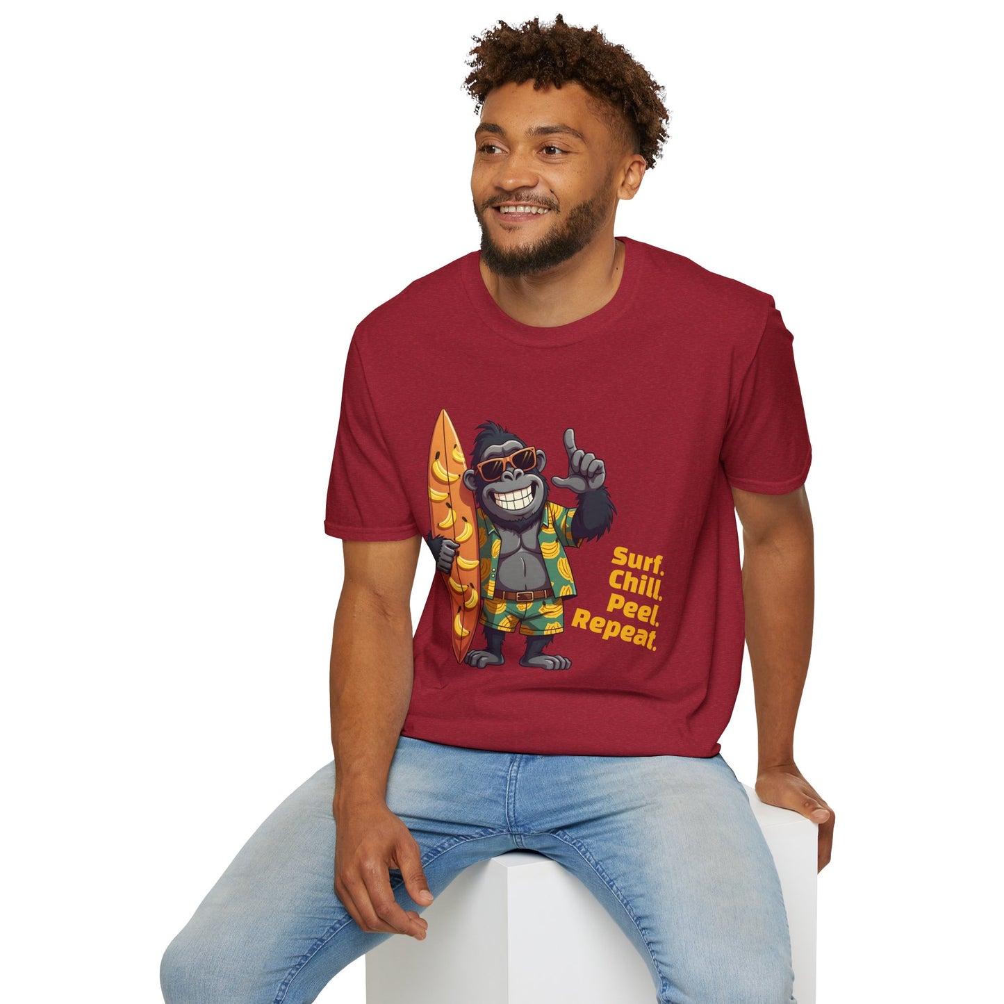 Surf. Chill. Peel. Repeat. β Funny Tropical Gorilla T-Shirt