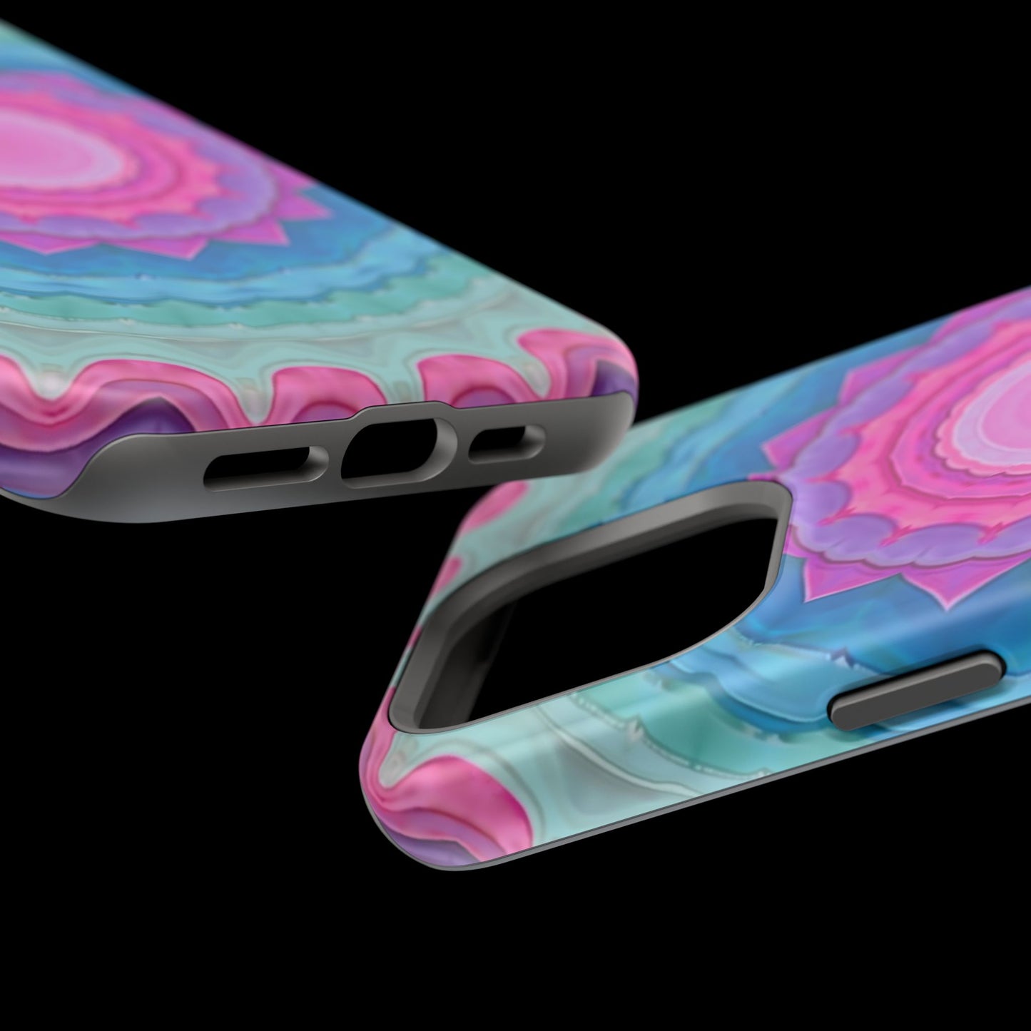 Rippled Radiance iPhone Case - Abstract Pink Floral Design, Aesthetic Gift Idea