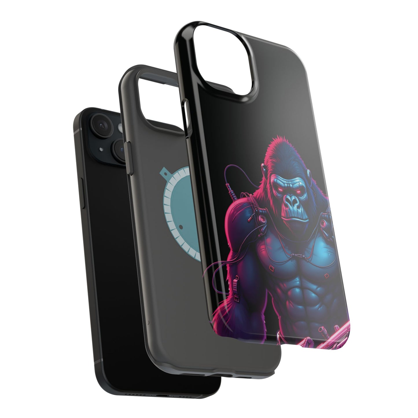 Cyber Primal Phone Case – Neon Power, Gorilla Strength