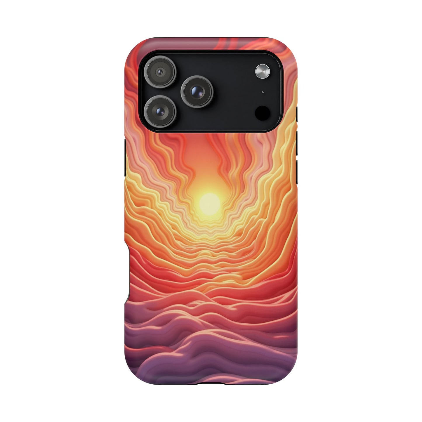 Golden Glow iPhone Case - Sunset Landscape Design, Aesthetic Gift Idea