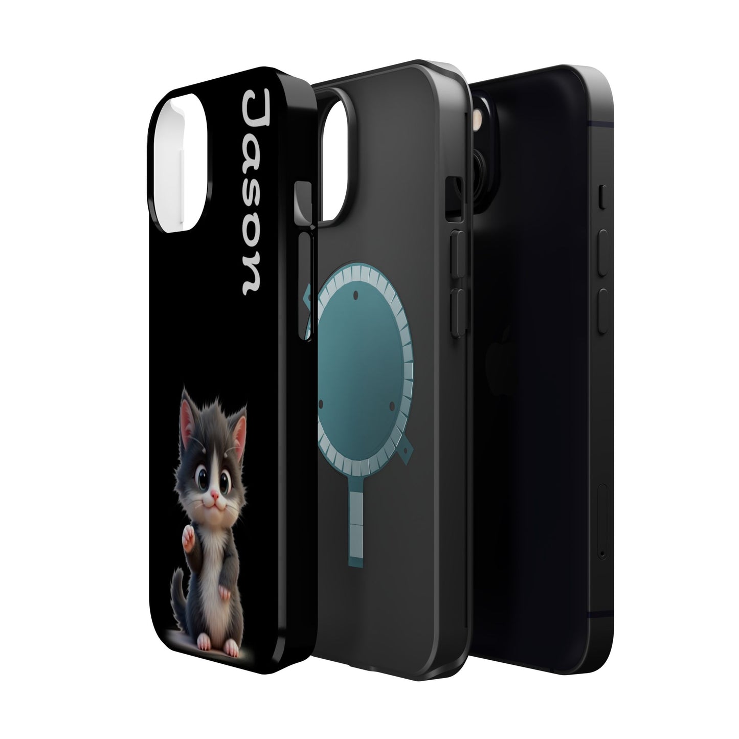 Personalized Kitten Phone Case - Custom Name Cat Lover Gift | Cute Black iPhone Cases for Women & Girls