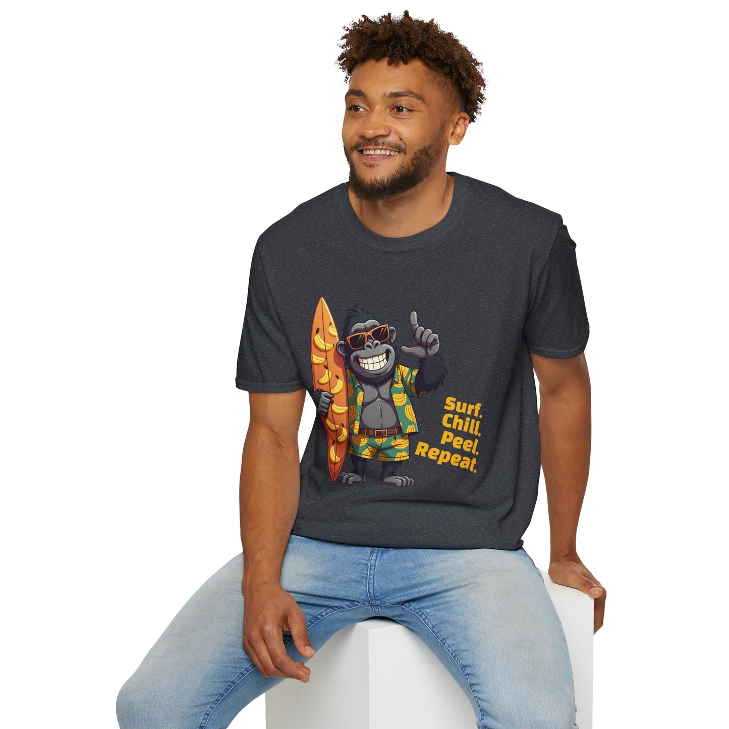 Surf. Chill. Peel. Repeat. β Funny Tropical Gorilla T-Shirt