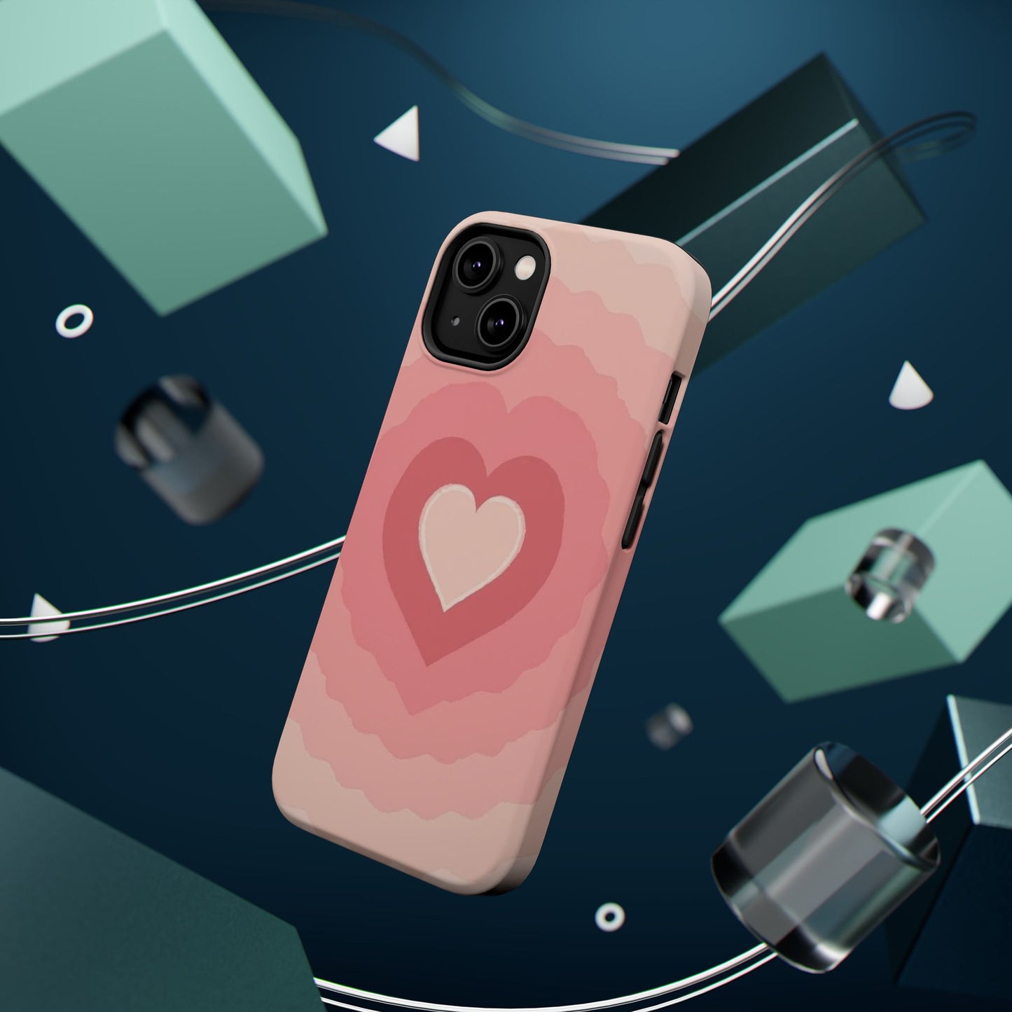 Pink Layered Heart iPhone Case - Cute Aesthetic Y2K Valentine's Gift