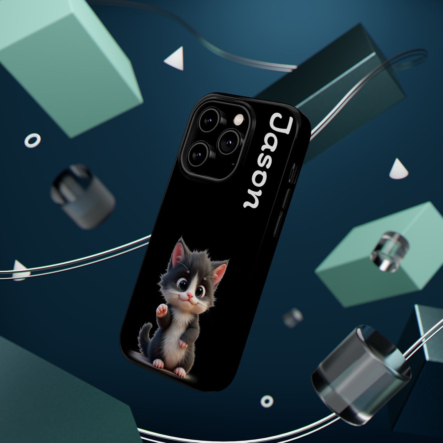 Personalized Kitten Phone Case - Custom Name Cat Lover Gift | Cute Black iPhone Cases for Women & Girls
