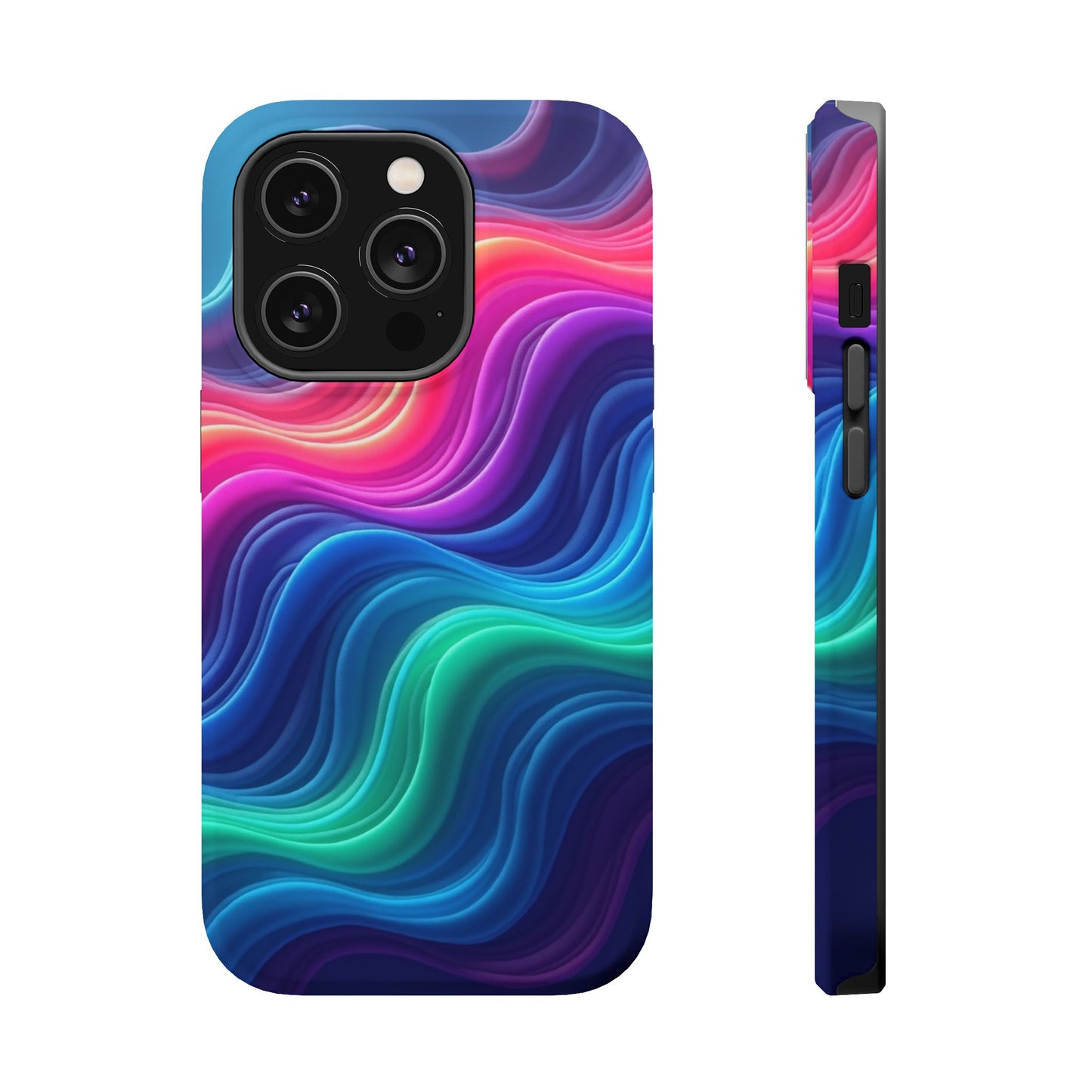Neon Wave Phone Case - Aesthetic Glowing Design | iPhone 14-17 Cases | Trendy Gifts for Her, Rave Accessory