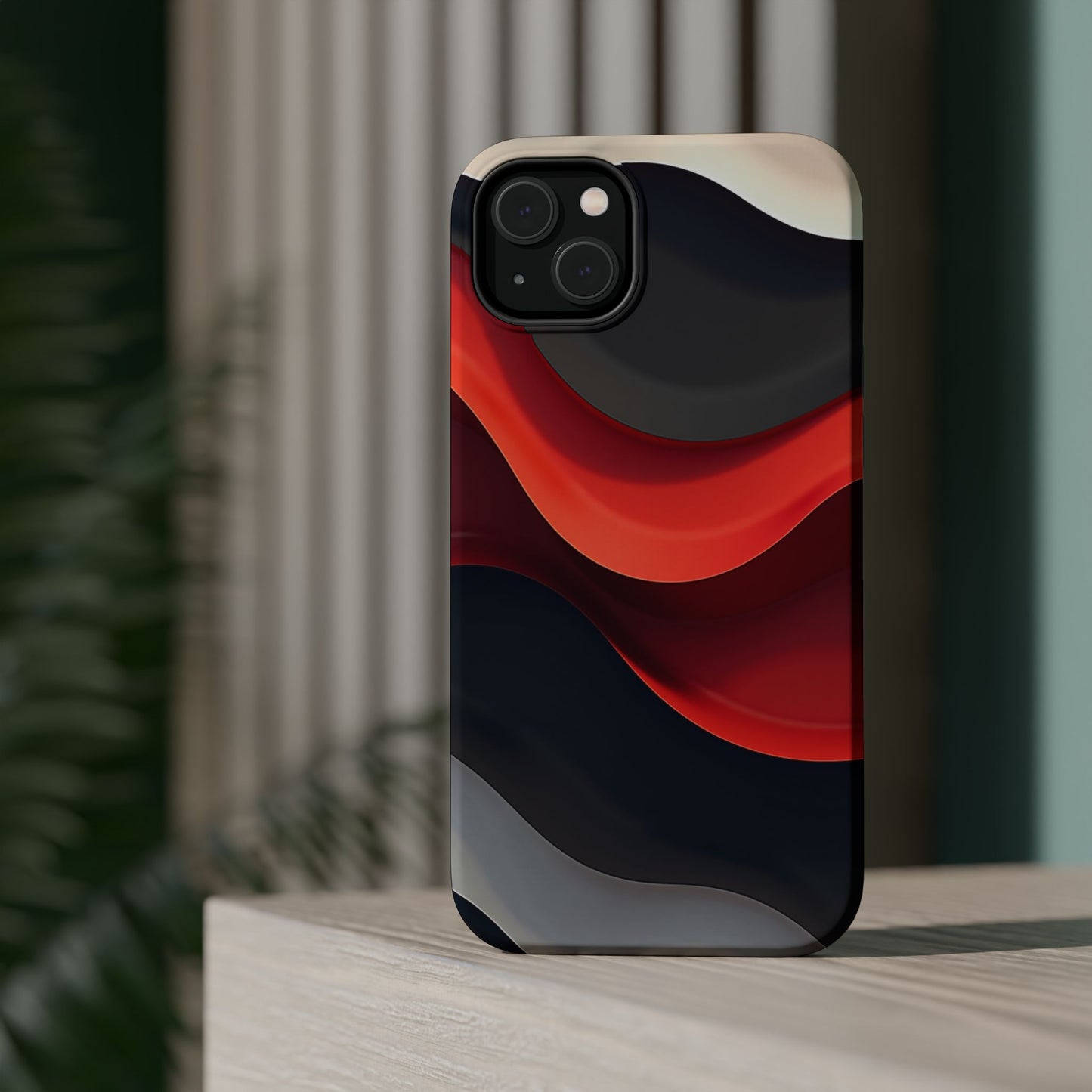 Red Wave Phone Case - Abstract Aesthetic iPhone Case | Modern Art Design | Gifts for Her | Dramatic Crimson Style