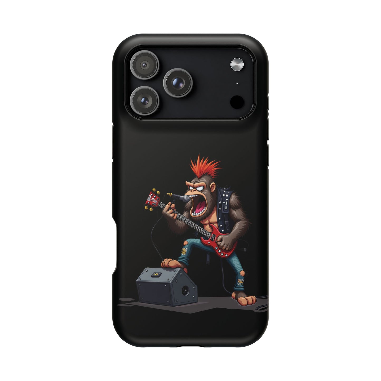 Punk Rock Gorilla iPhone Case - Funny Music Gift, Edgy Aesthetic, Animal Lover Gift