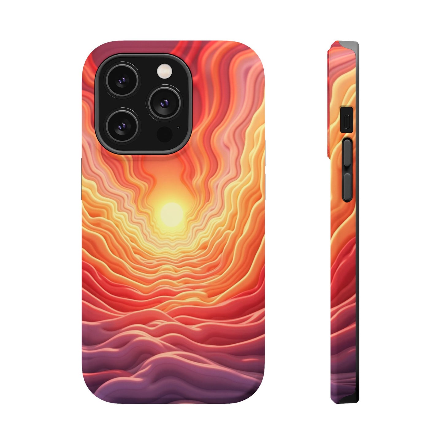 Golden Glow iPhone Case - Sunset Landscape Design, Aesthetic Gift Idea