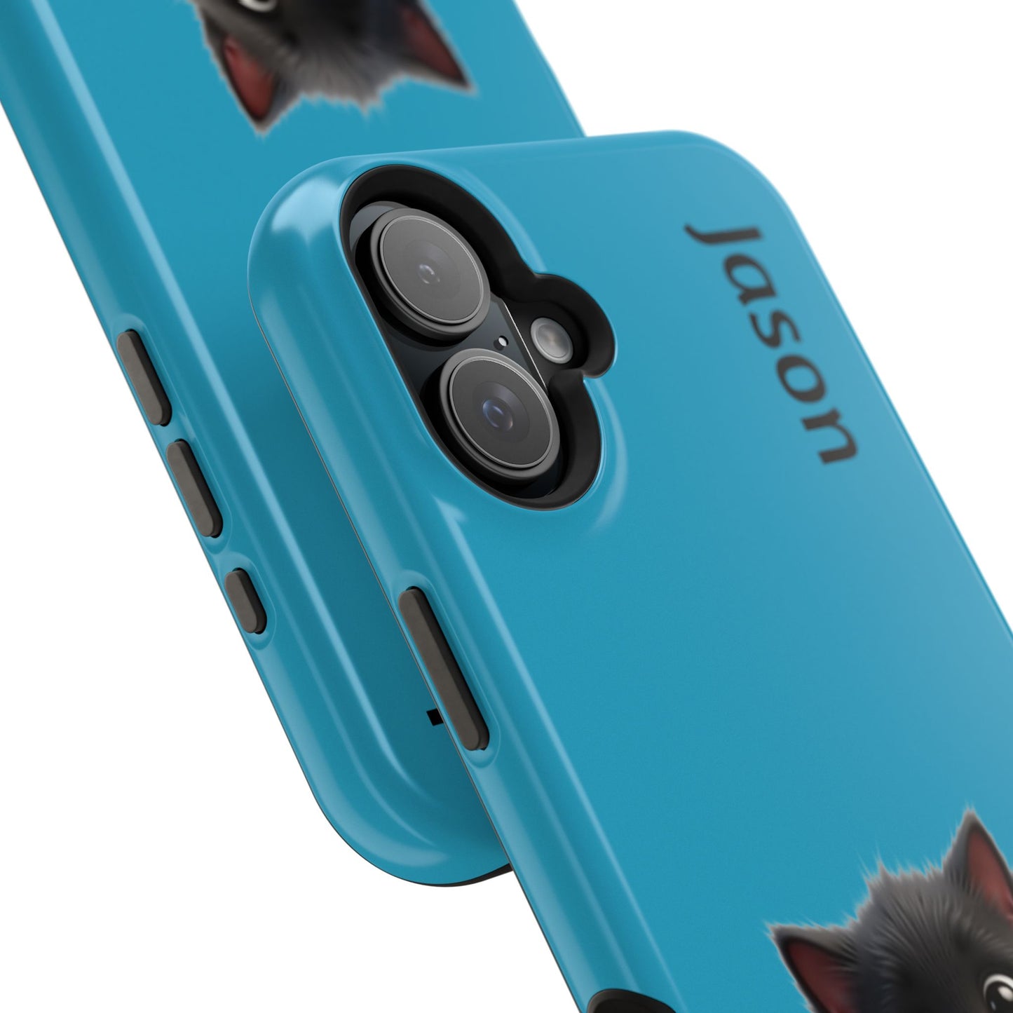 Personalized Black Kitten Phone Case - Custom Name Cat Lover Gift | Cute Teal Blue iPhone Cases for Women & Girls