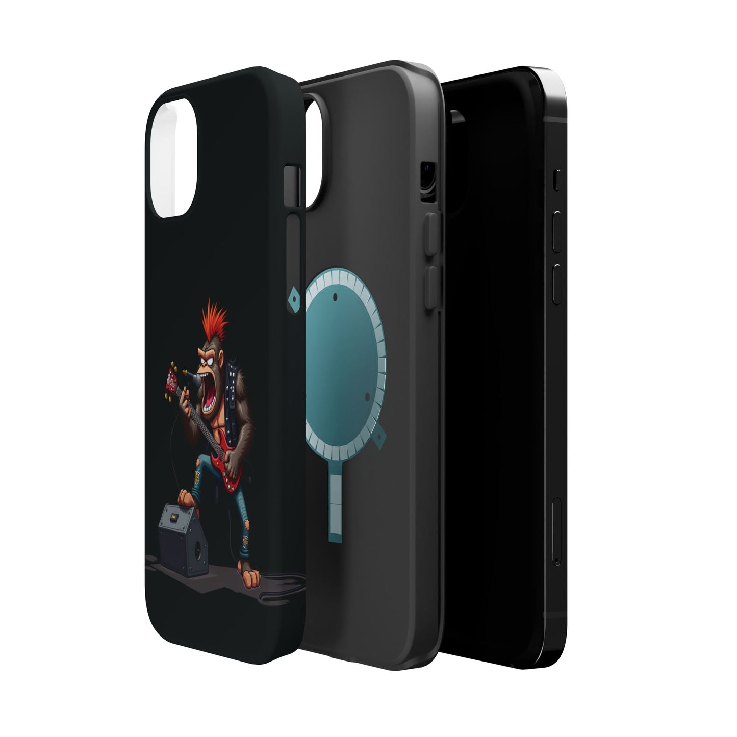 Punk Rock Gorilla iPhone Case - Funny Music Gift, Edgy Aesthetic, Animal Lover Gift