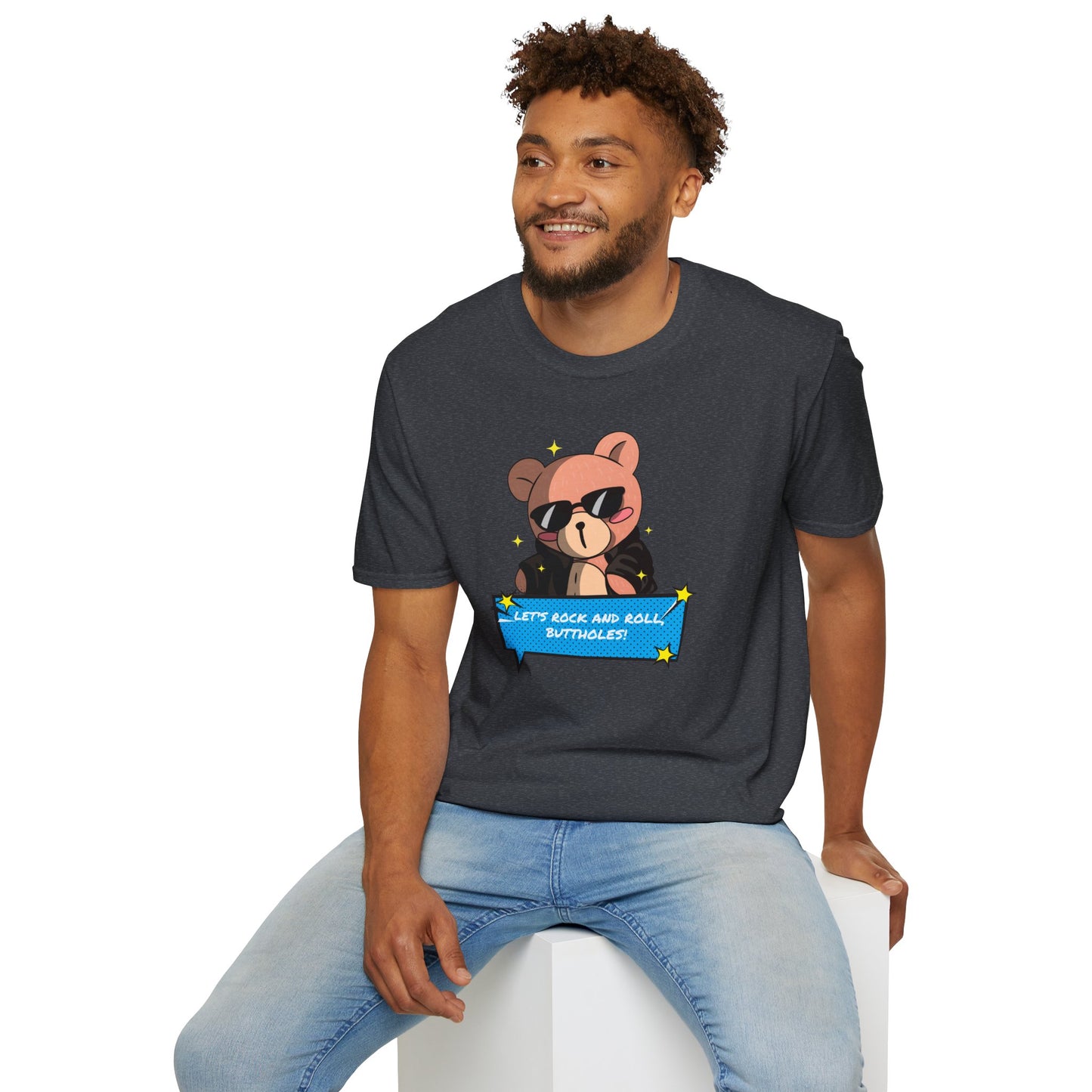 "Let’s Rock ‘n’ Roll, Buttholes!" Bold & Hilarious Graphic Tee – Sassy Body Positivity T-Shirt for the Unapologetically You
