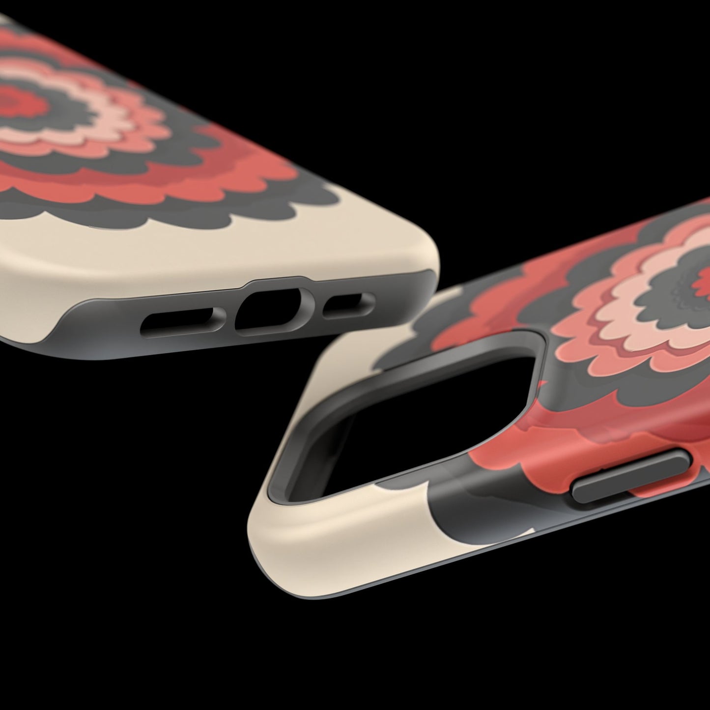 Layered Scallop Bloom iPhone Case - Retro Floral Design, Bold Aesthetic Gift Idea