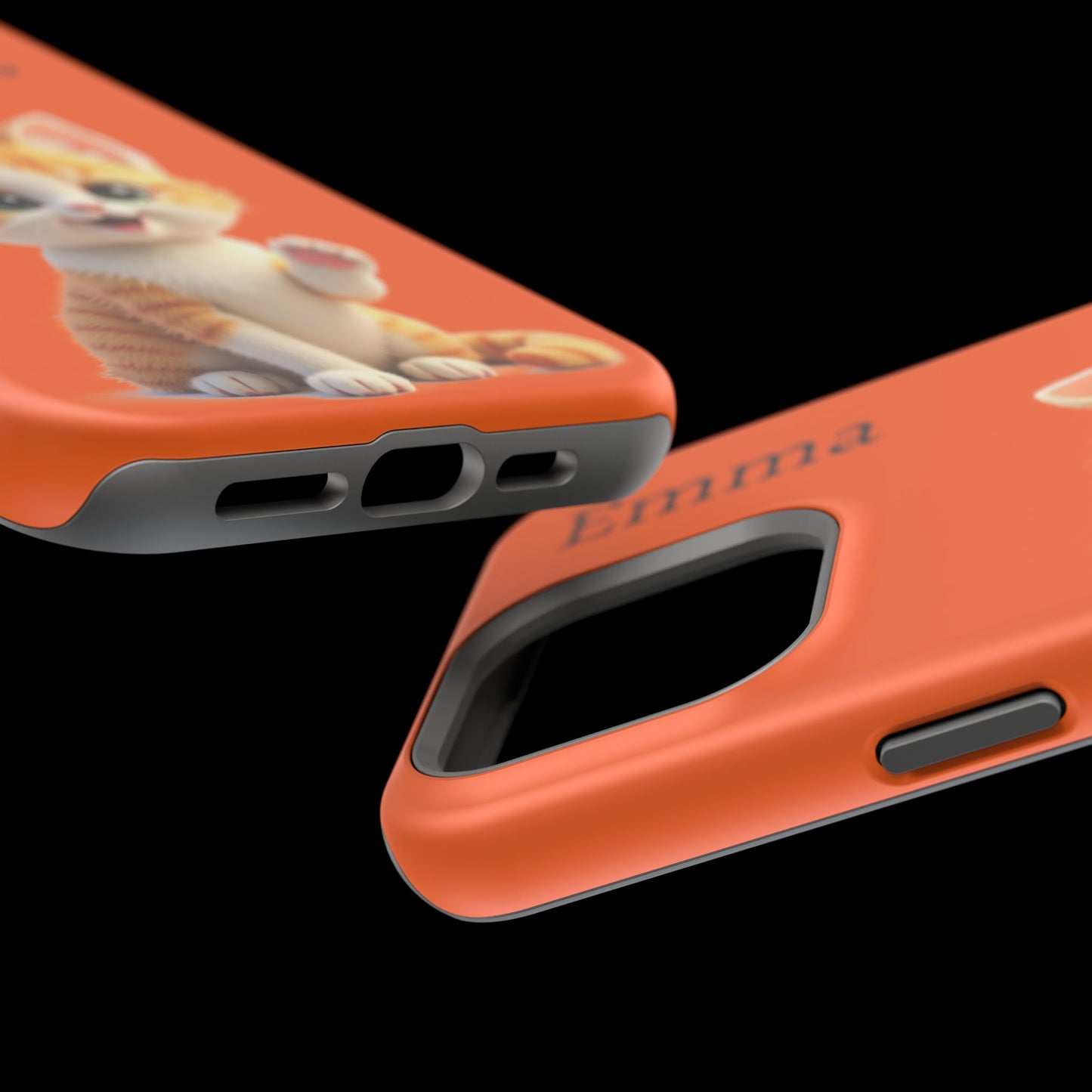 Personalized Orange Tabby Cat Phone Case - Custom Name Gift for Cat Lovers | Kawaii Kitten Cases for Girls & Women