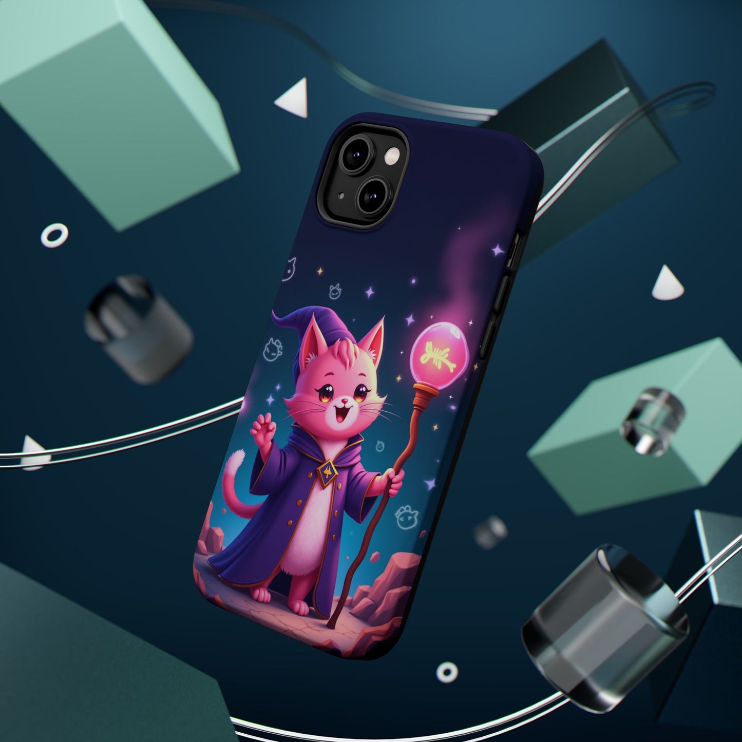 Magical Cat Sorcerer iPhone Case - Cute Fantasy Gift for Cat Lovers