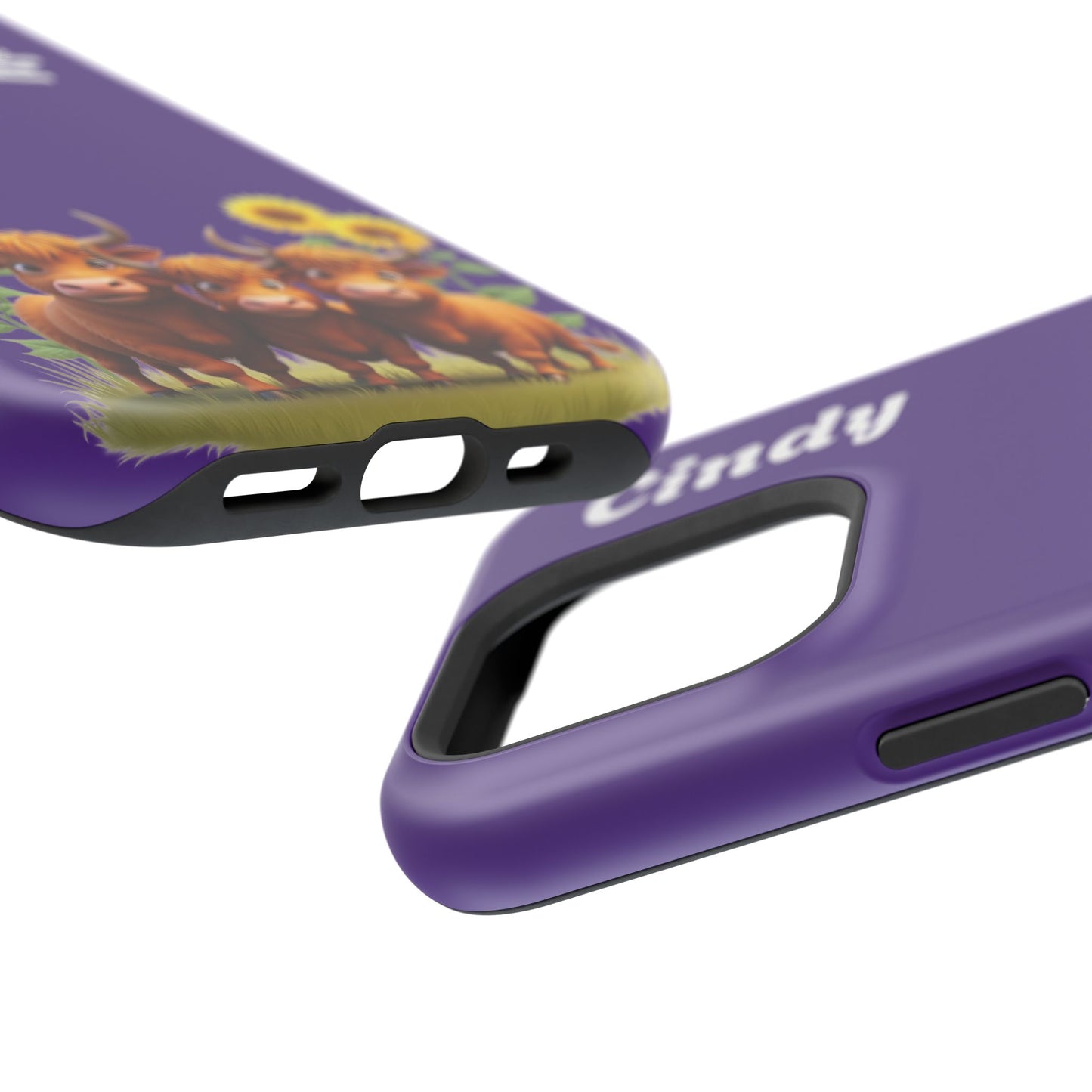 Personalized Purple Highland Cow Phone Case - Custom Name Farm Animal Gift | Cute Purple iPhone Cases for Women & Girls