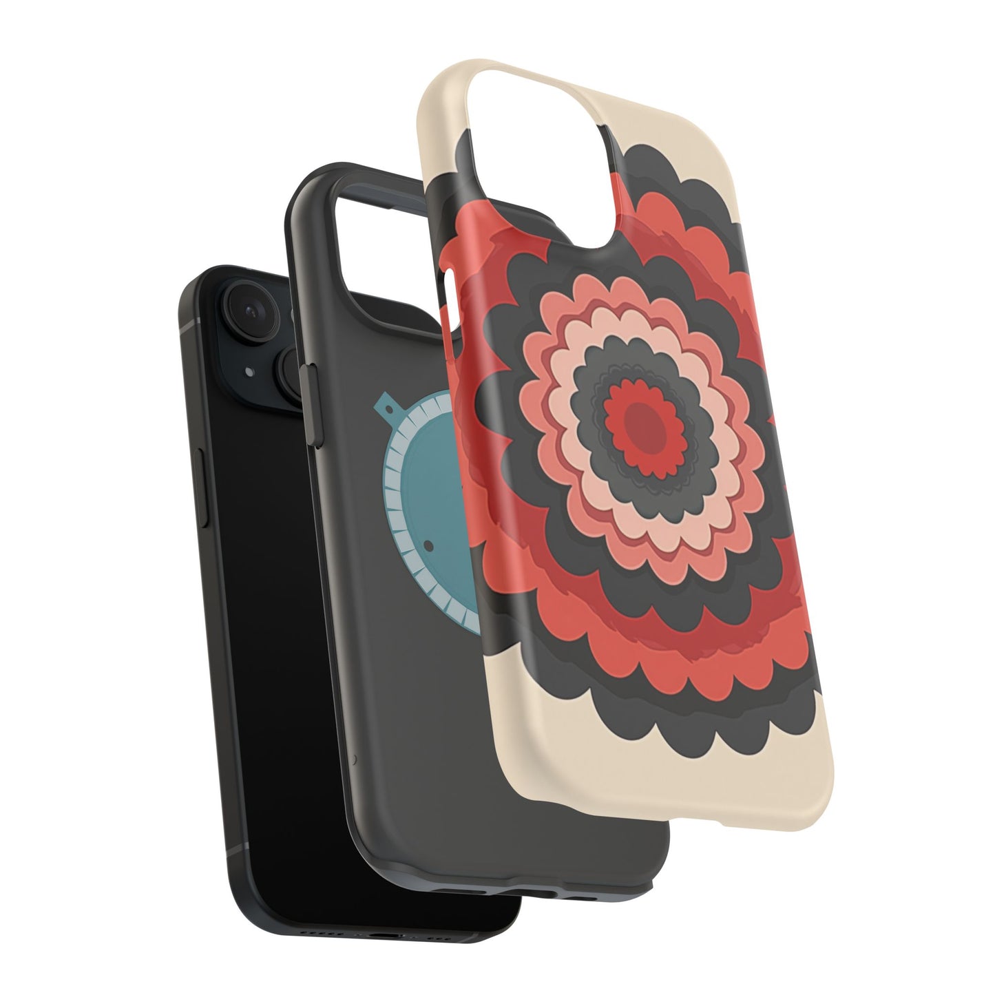 Layered Scallop Bloom iPhone Case - Retro Floral Design, Bold Aesthetic Gift Idea