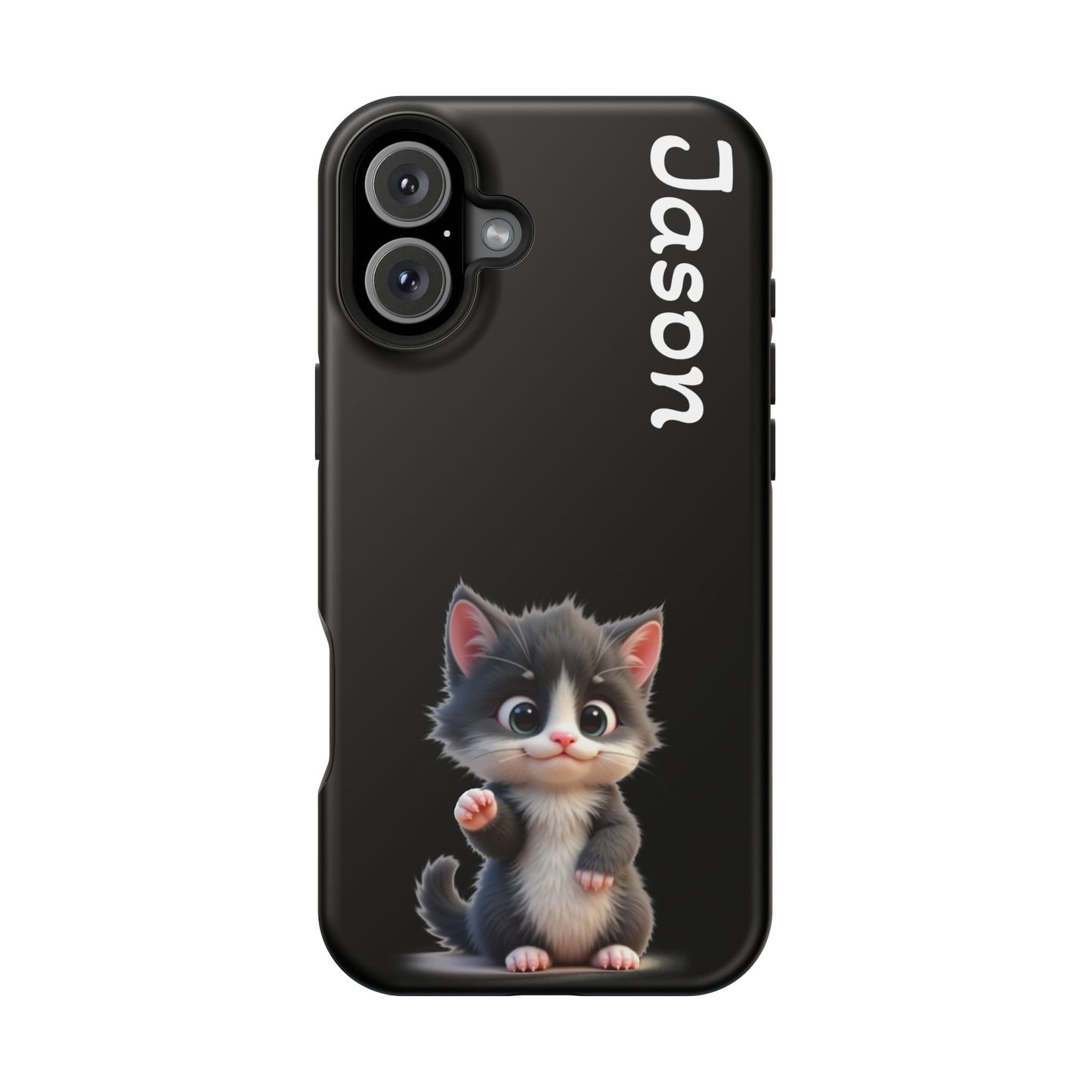 Personalized Kitten Phone Case - Custom Name Cat Lover Gift | Cute Black iPhone Cases for Women & Girls