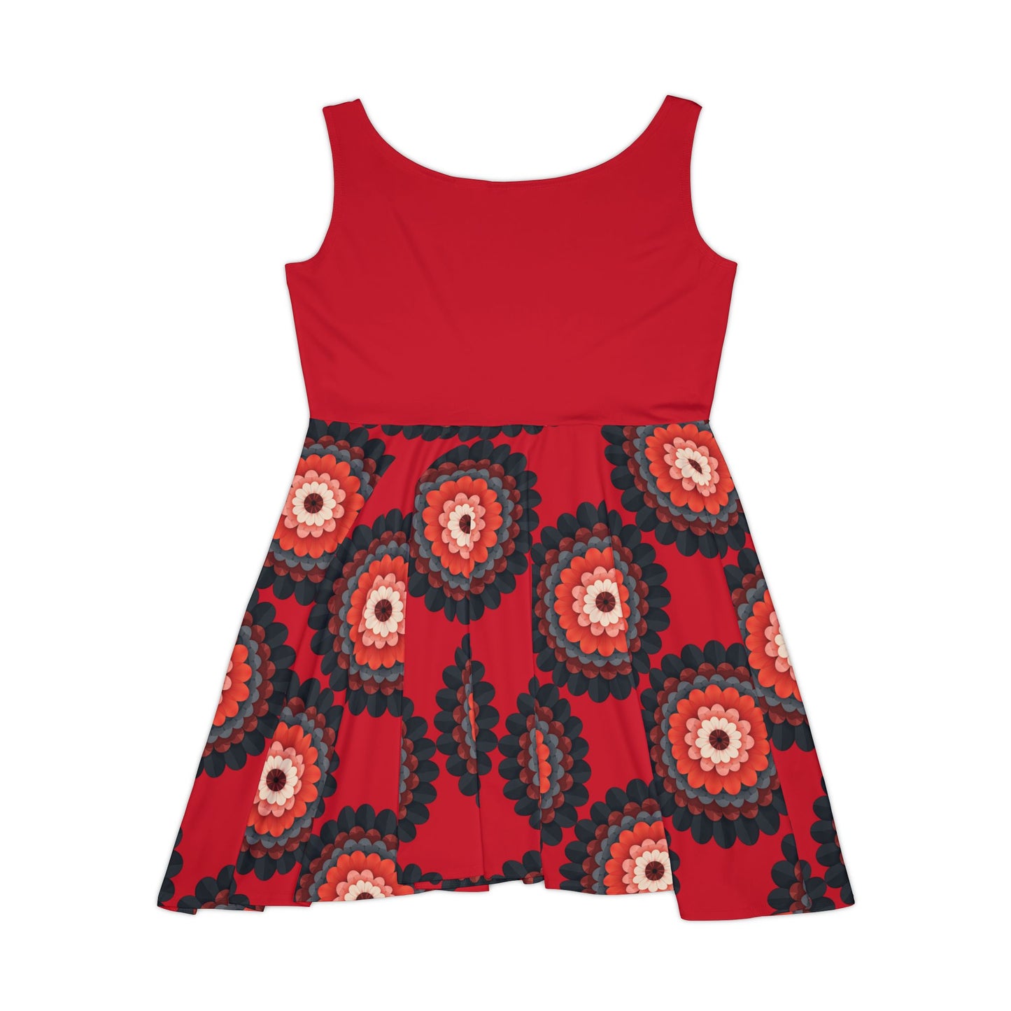 Floral Fireworks Skater Dress - Vibrant Red and Bold Blooms