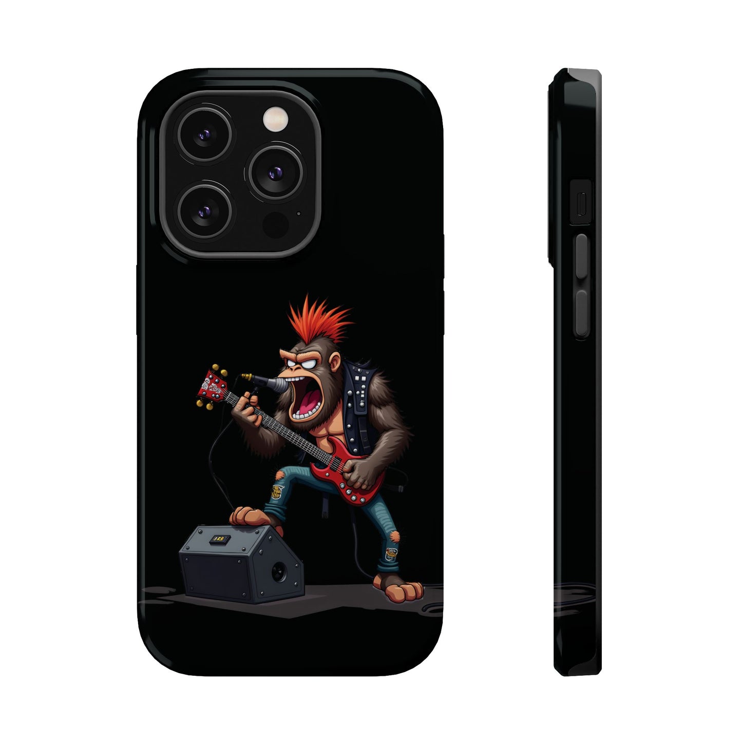 Punk Rock Gorilla iPhone Case - Funny Music Gift, Edgy Aesthetic, Animal Lover Gift