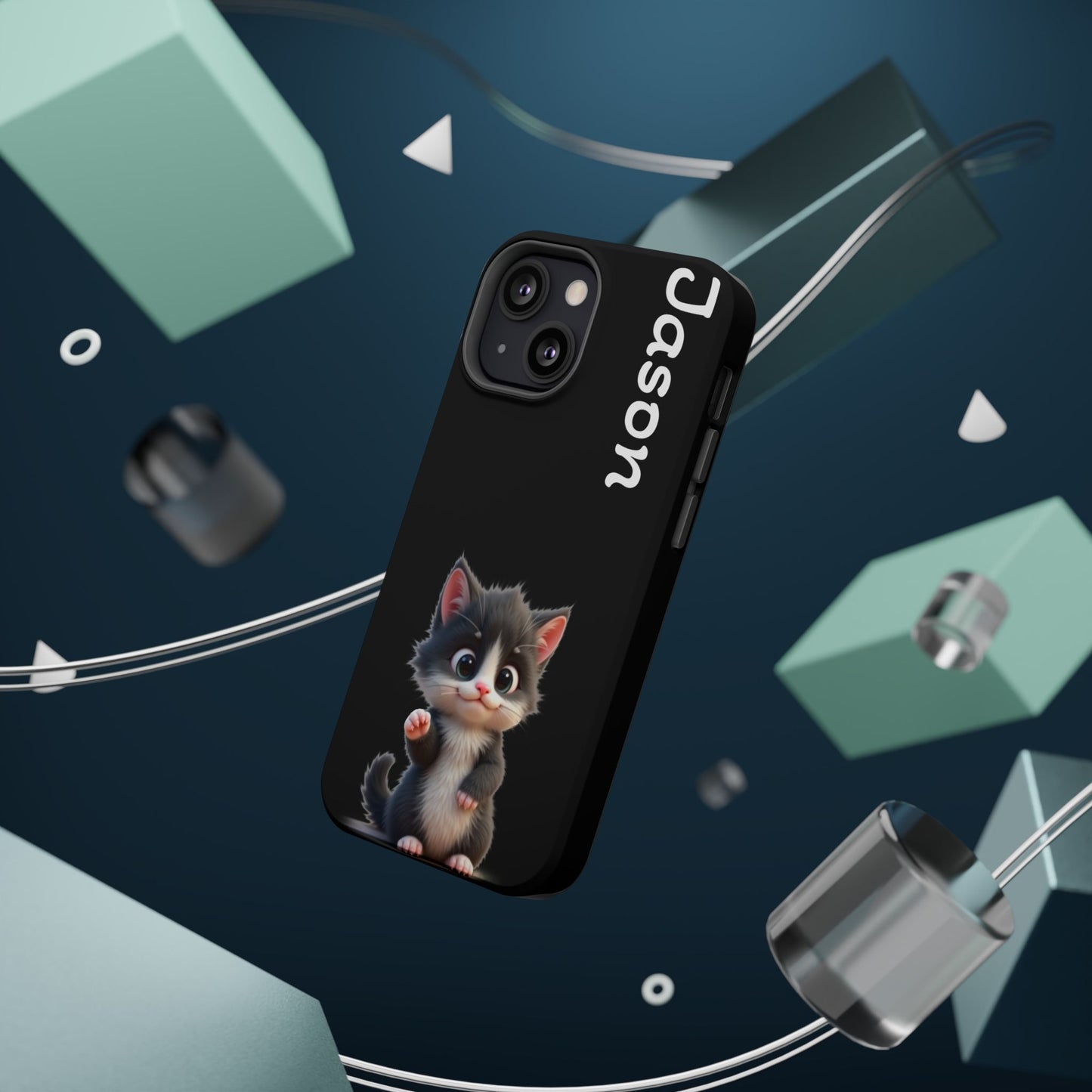 Personalized Kitten Phone Case - Custom Name Cat Lover Gift | Cute Black iPhone Cases for Women & Girls