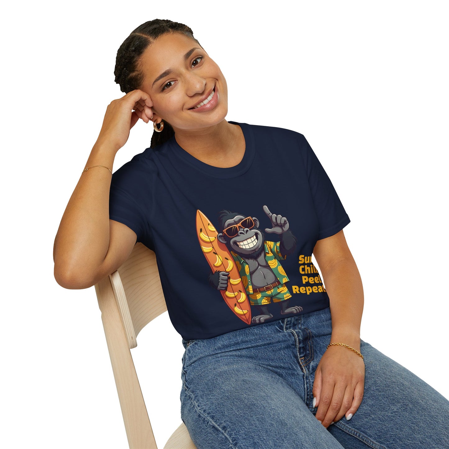 Surf. Chill. Peel. Repeat. β Funny Tropical Gorilla T-Shirt