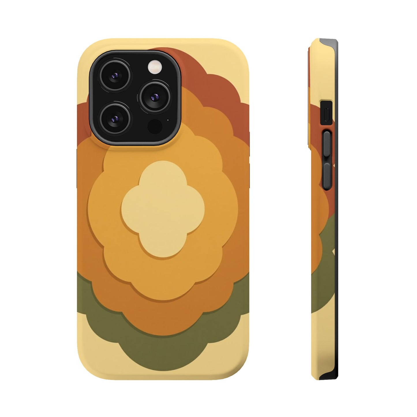 Retro Layered Bloom iPhone Case - 70s Flower Power Design, Vintage Aesthetic Gift Idea