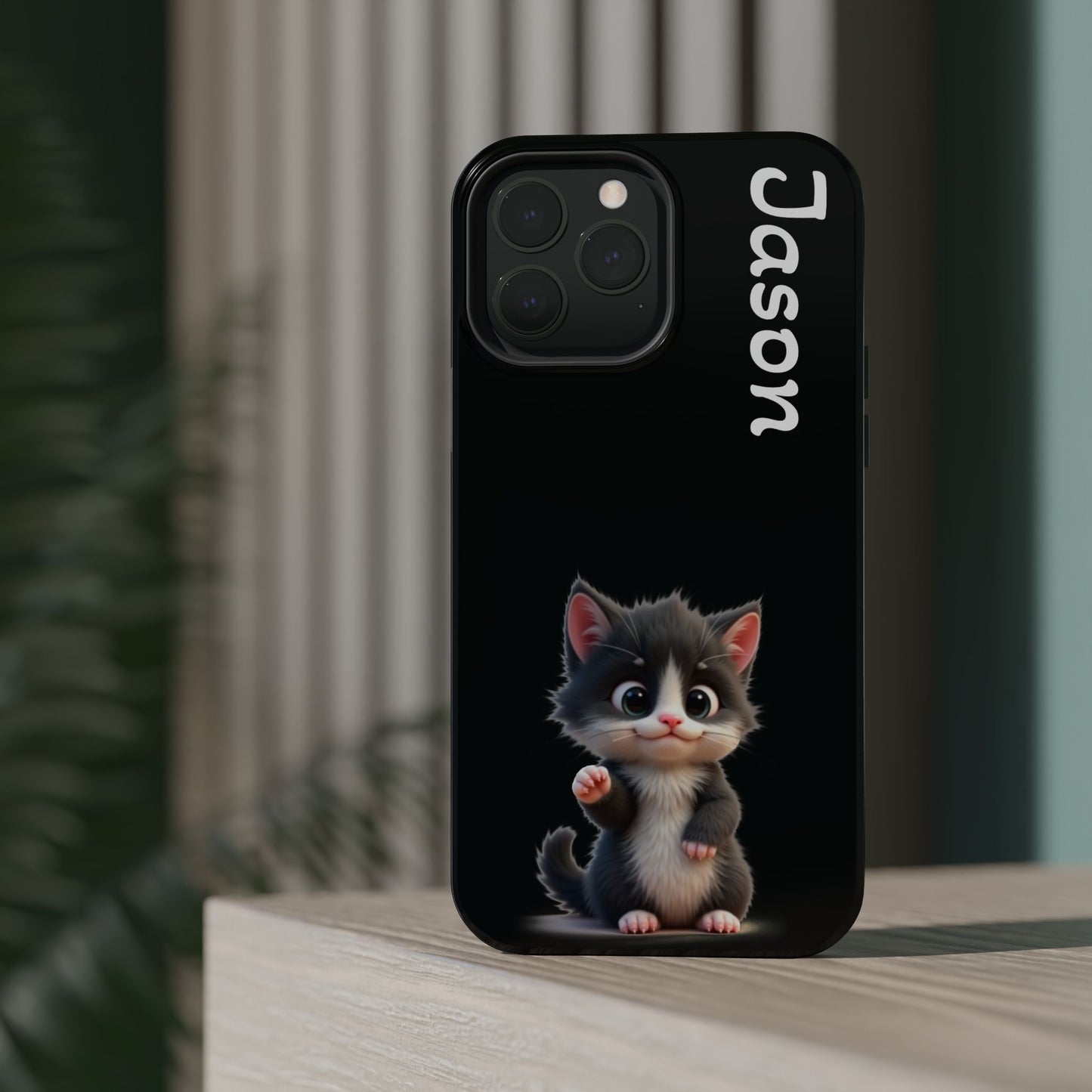 Personalized Kitten Phone Case - Custom Name Cat Lover Gift | Cute Black iPhone Cases for Women & Girls