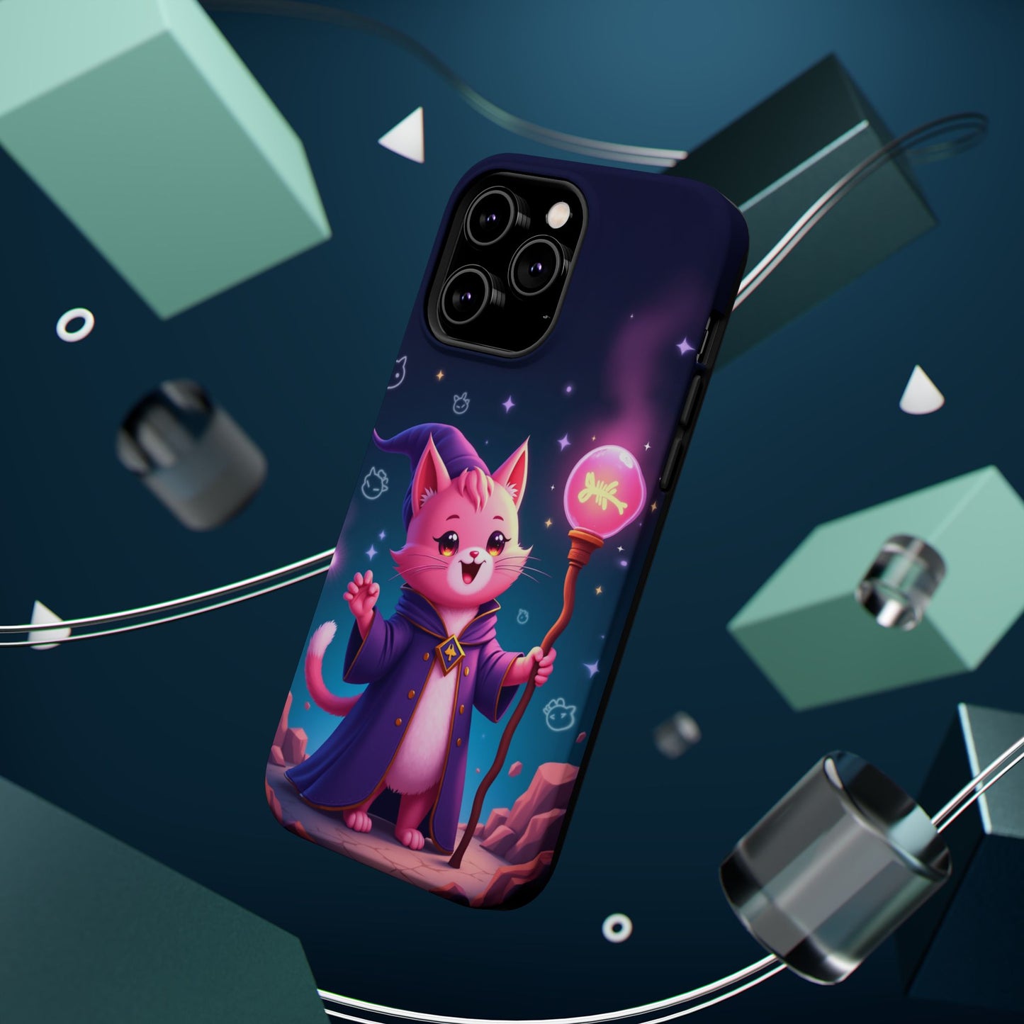 Magical Cat Sorcerer iPhone Case - Cute Fantasy Gift for Cat Lovers