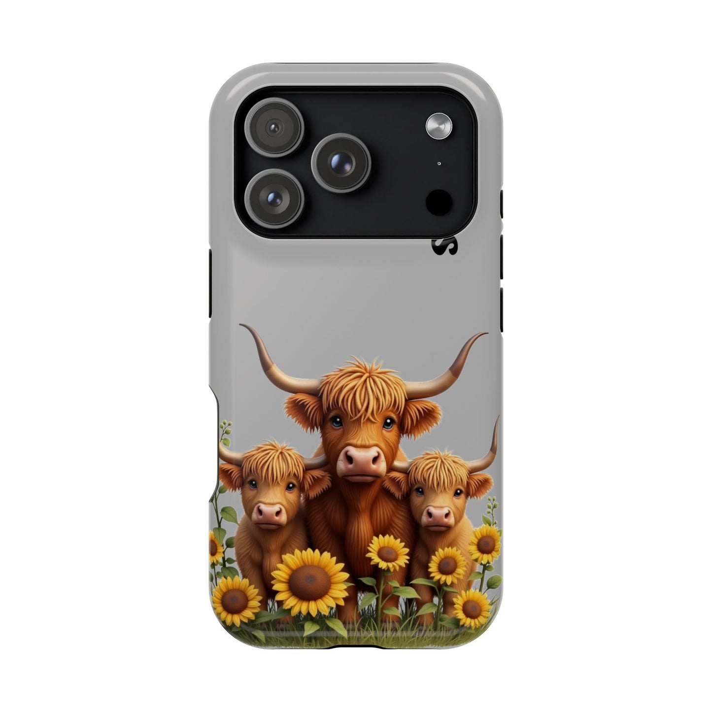 Personalized Gray Highland Cow Phone Case - Custom Name Farm Animal Gift | Cute Gray iPhone Cases for Women & Girls
