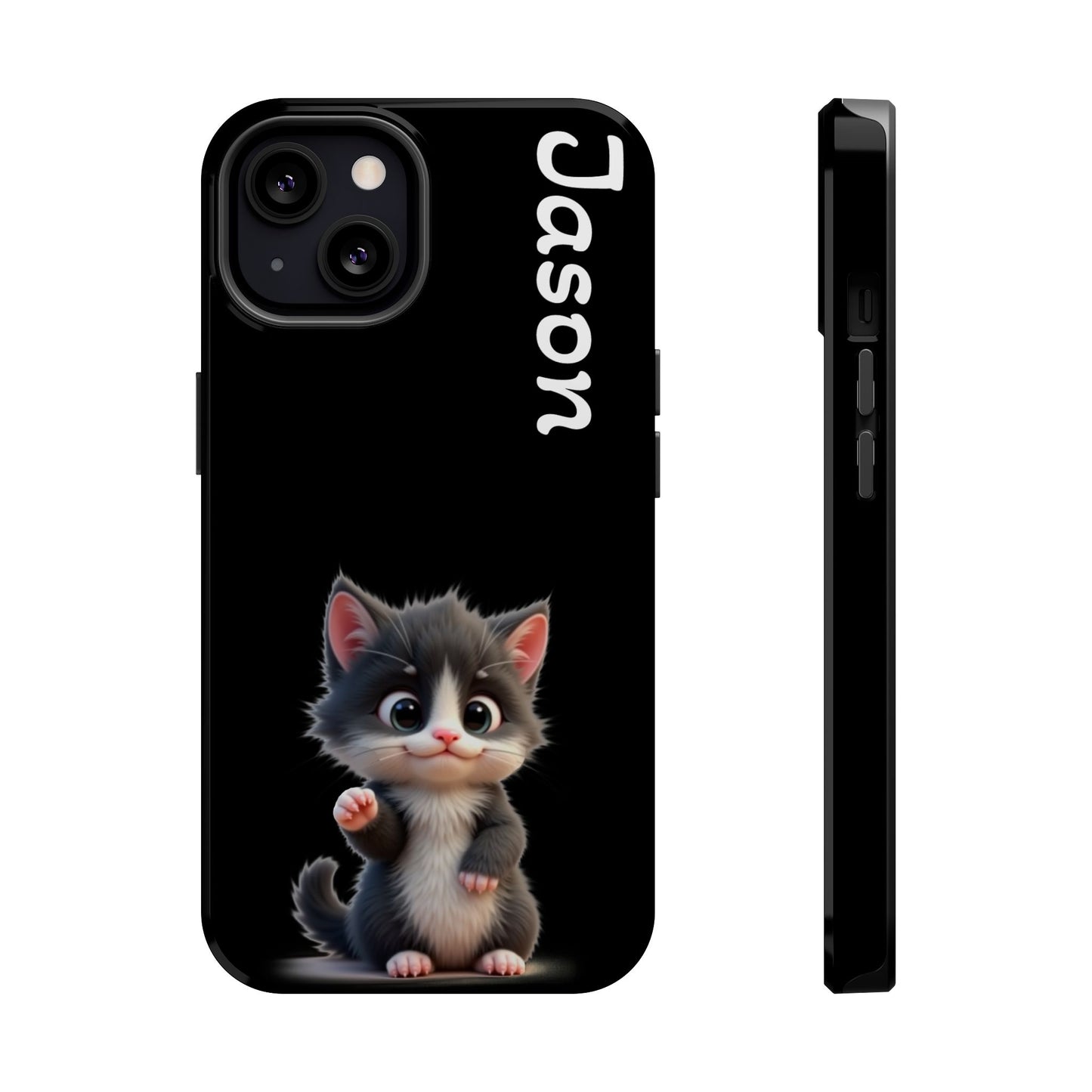 Personalized Kitten Phone Case - Custom Name Cat Lover Gift | Cute Black iPhone Cases for Women & Girls