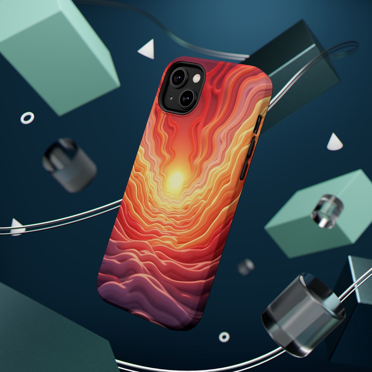 Golden Glow iPhone Case - Sunset Landscape Design, Aesthetic Gift Idea