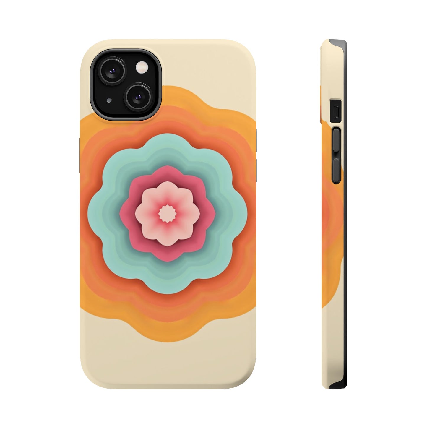 Retro Flower Phone Case - 70s Aesthetic iPhone Case, Vintage Gift Idea, Layered Floral Design
