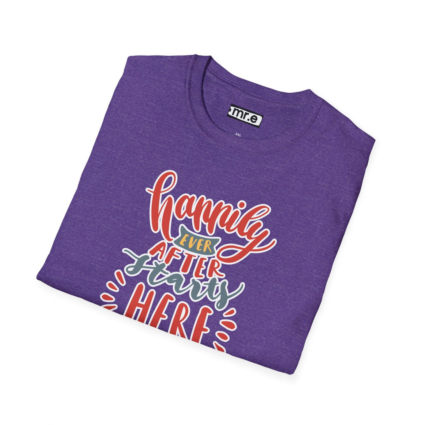 "Happily Ever After Starts Here" Inspirational & Wholesome T-Shirt – Cute Motivational Graphic Tee for Dreamers, Romantics & New Beginnings