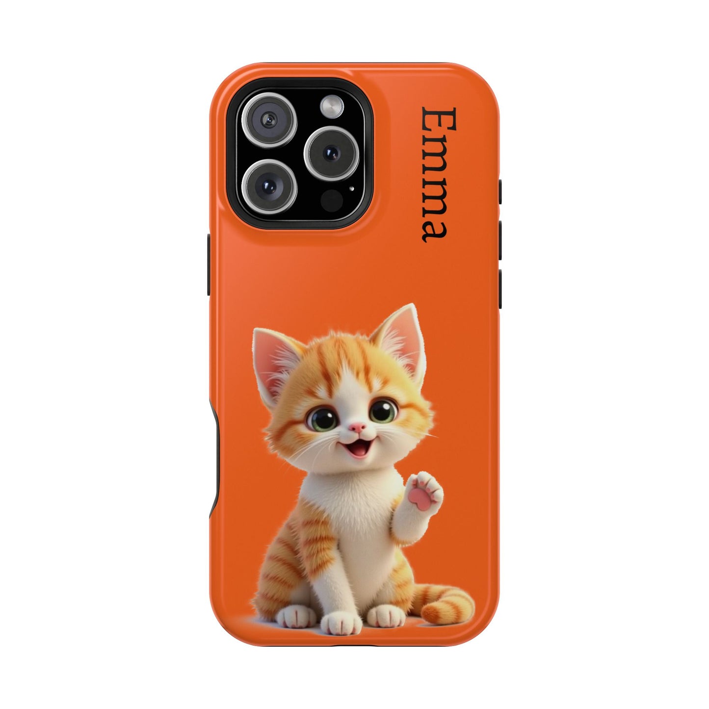 Personalized Orange Tabby Cat Phone Case - Custom Name Gift for Cat Lovers | Kawaii Kitten Cases for Girls & Women